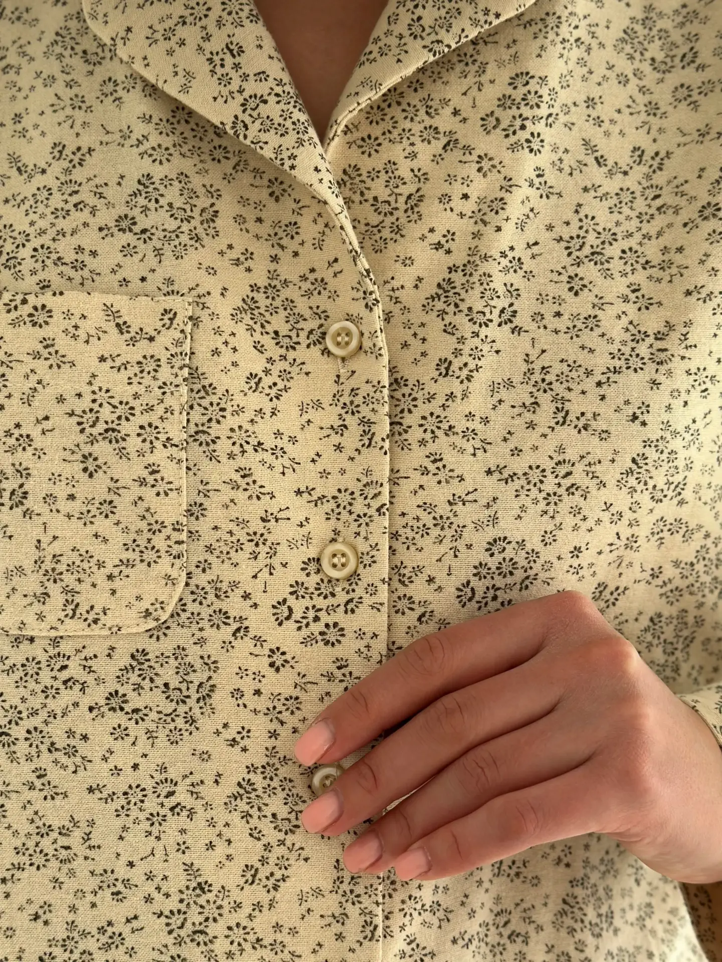 Фланель піжамний комплект "Листя" на айворі