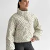 Куртка вельвет з коміром у квітку молочна onesize