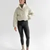 Куртка вельвет з коміром у квітку молочна onesize