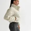 Куртка вельвет з коміром у квітку молочна onesize