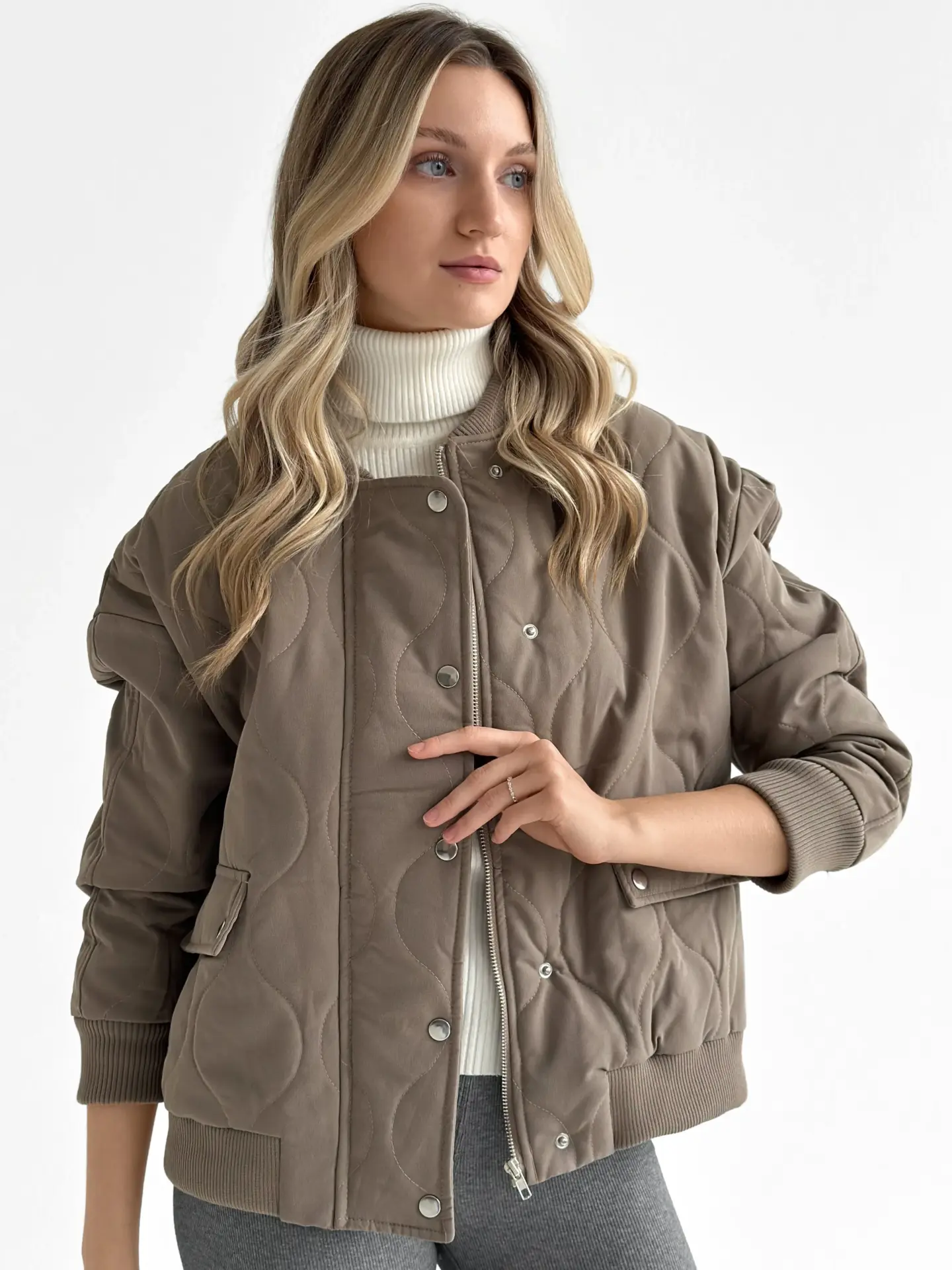 Куртка стьобана бомпер капучино onesize