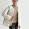 Куртка стьобана у квітку біла onesize
