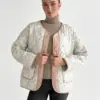 Куртка стьобана у квітку біла onesize