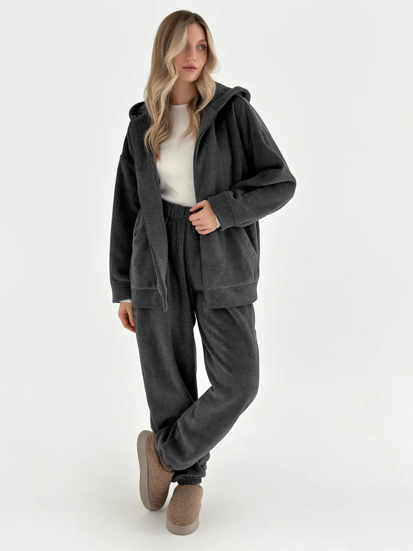 Костюм Кофта та Штани(рівні) полар фліс графіт