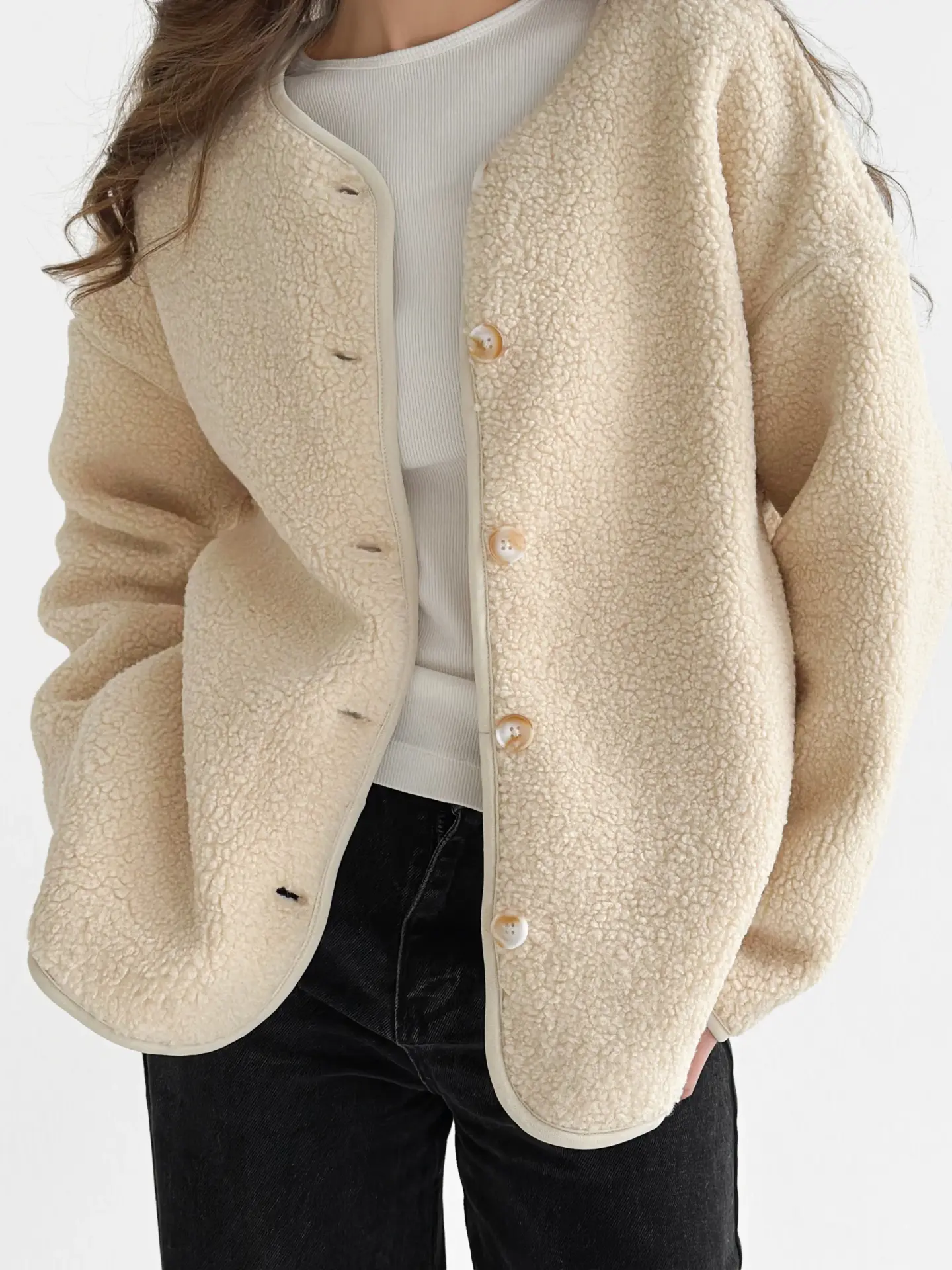 Куртка Teddy плюш демісезонна молочна