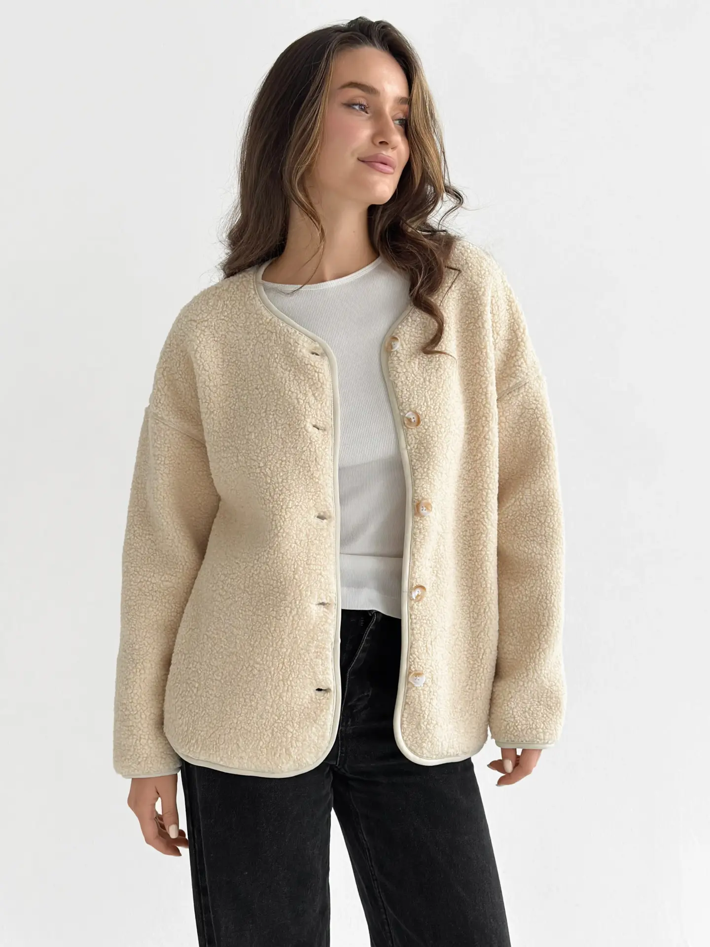 Куртка Teddy плюш демісезонна молочна