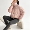 Куртка дута з коміром у горох пудрова onesize