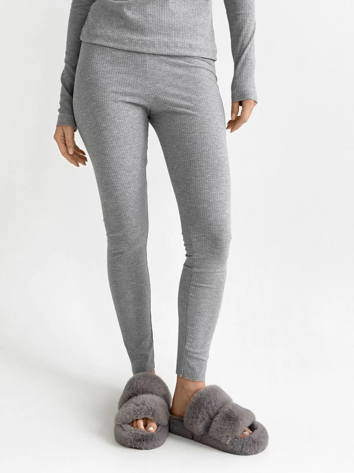 Трикотаж рубчик широкий Лосини сірі