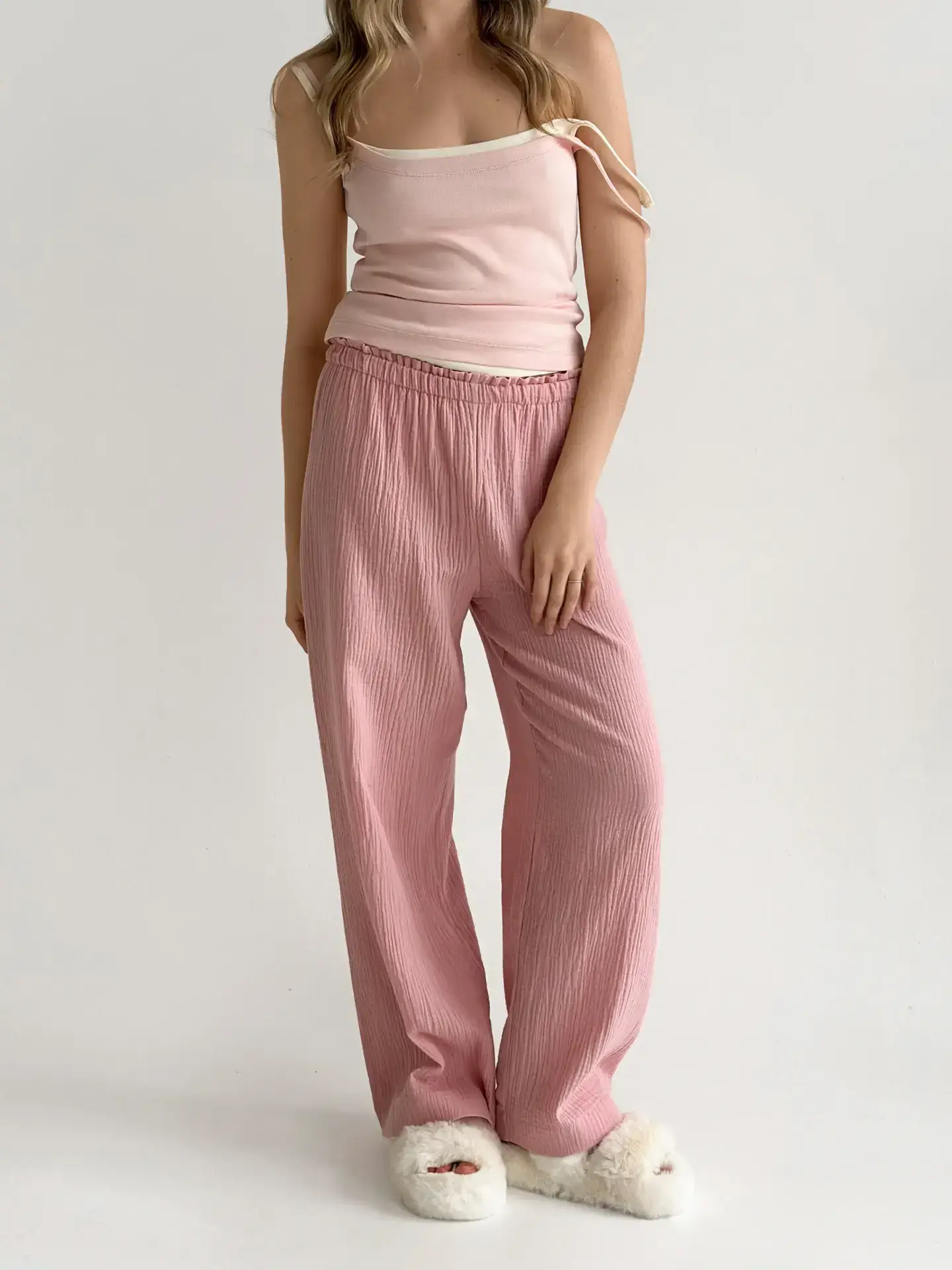 Муслін Штани Моно рожеві 2-х сл.