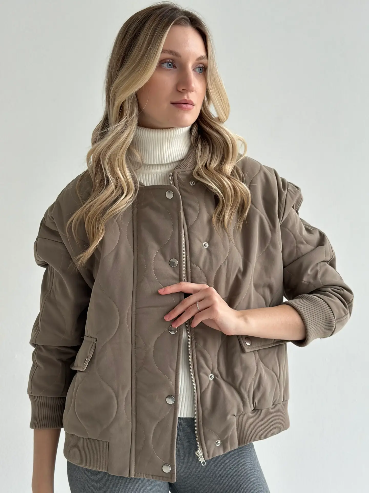 Куртка стьобана бомпер капучино onesize