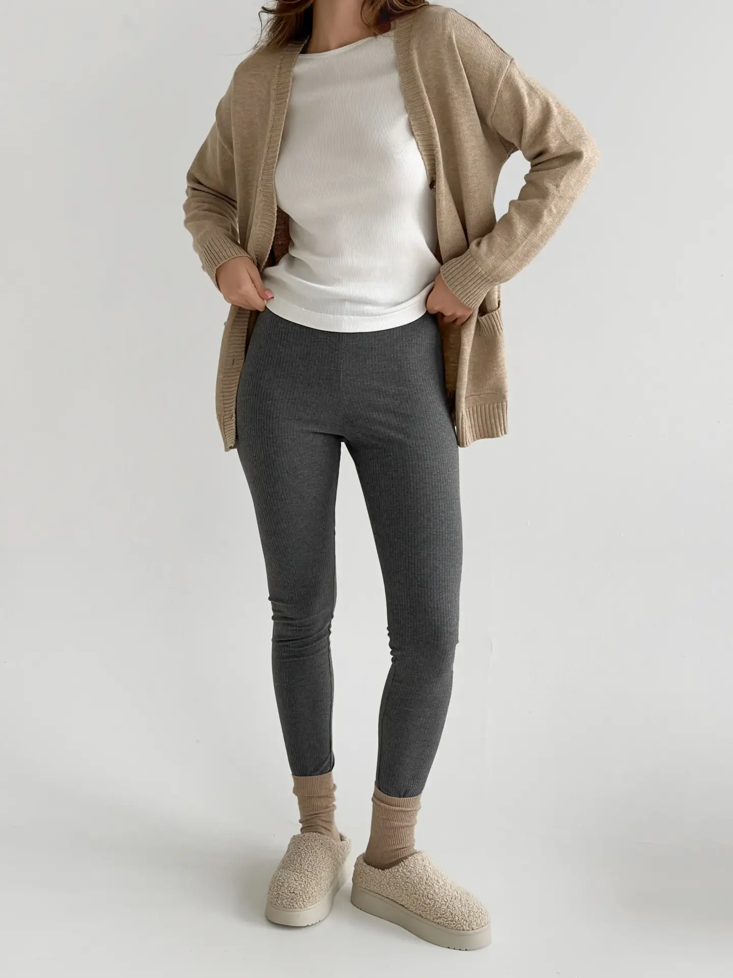 Трикотаж рубчик широкий Лосини антроцит