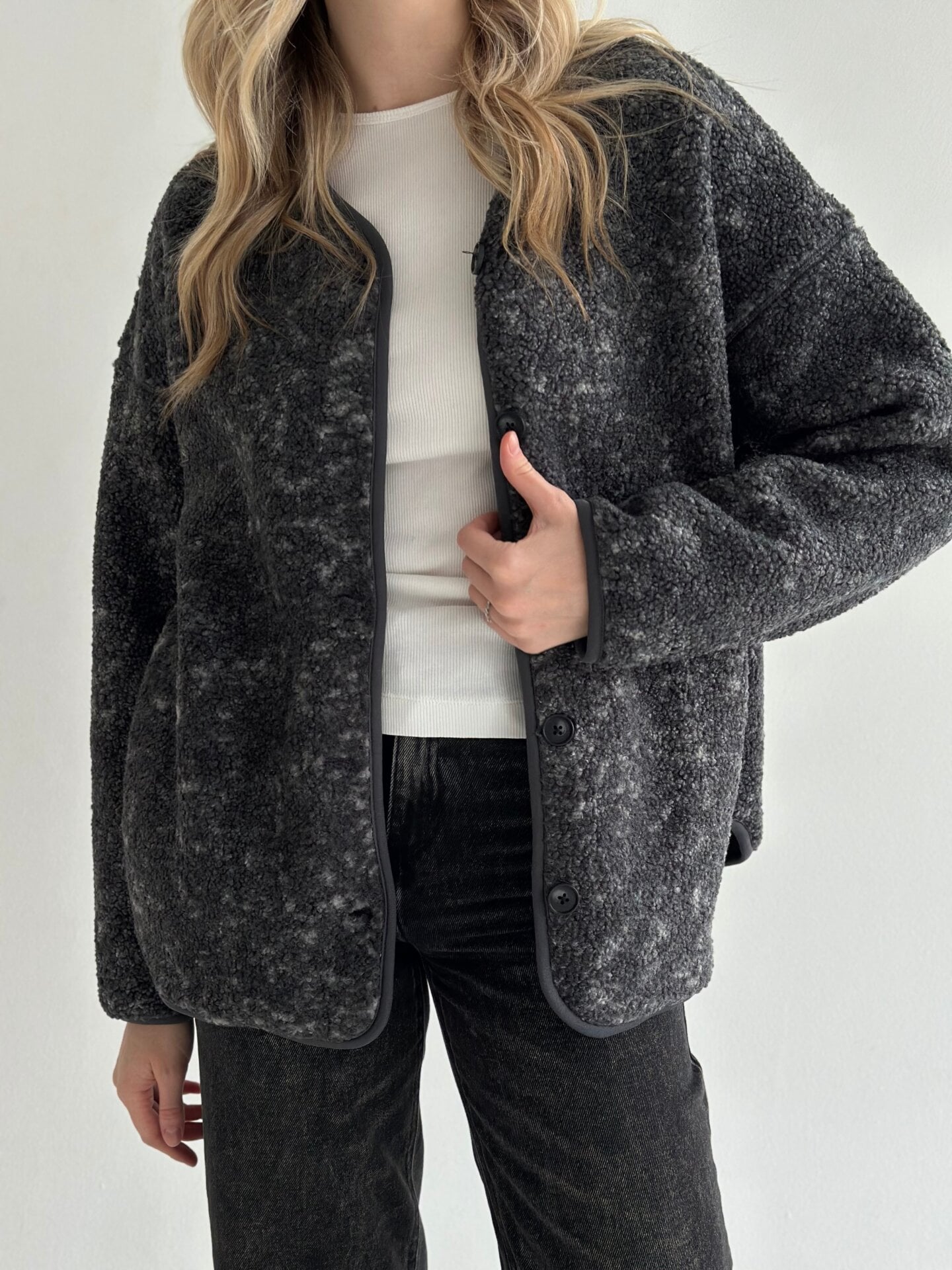 Куртка Teddy плюш демісезонна графіт