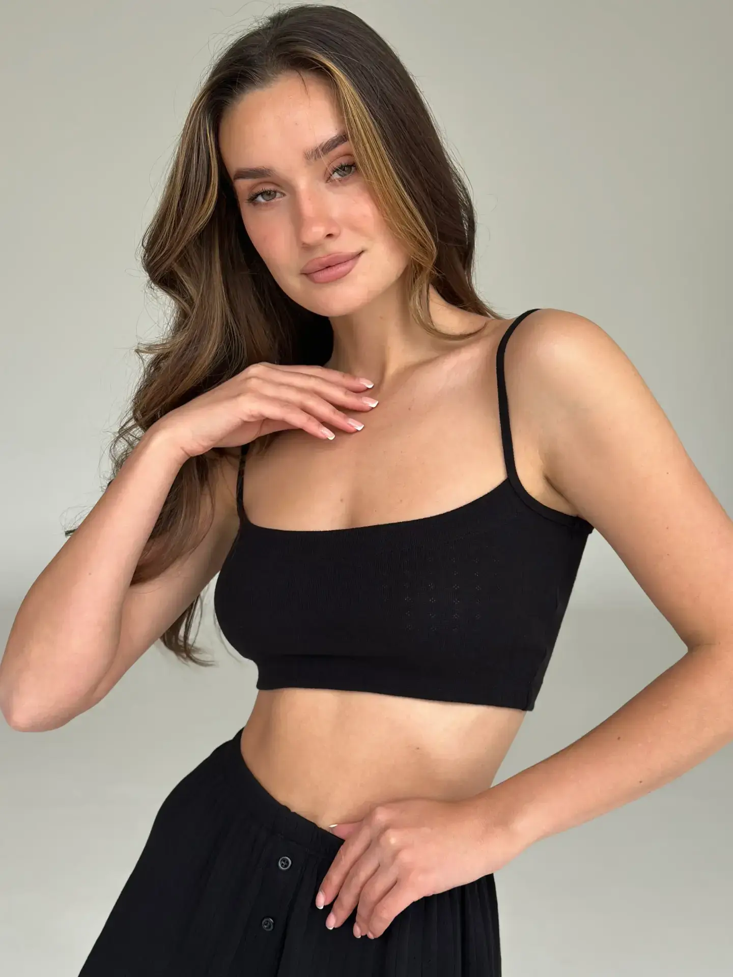 Рібана топ на бретелях чорний