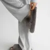 Рібана костюм трикотажний штани широкі та лонгслів сірий
