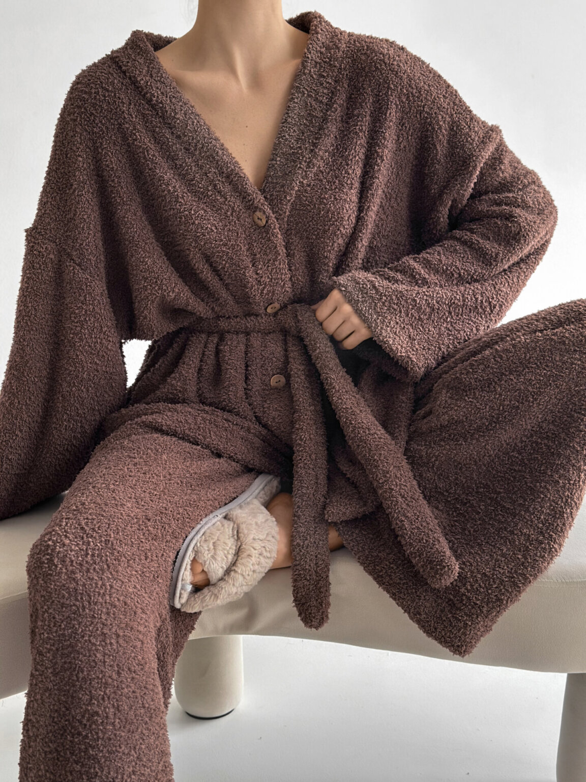SOFT махра Кофта на гудзиках коричнева