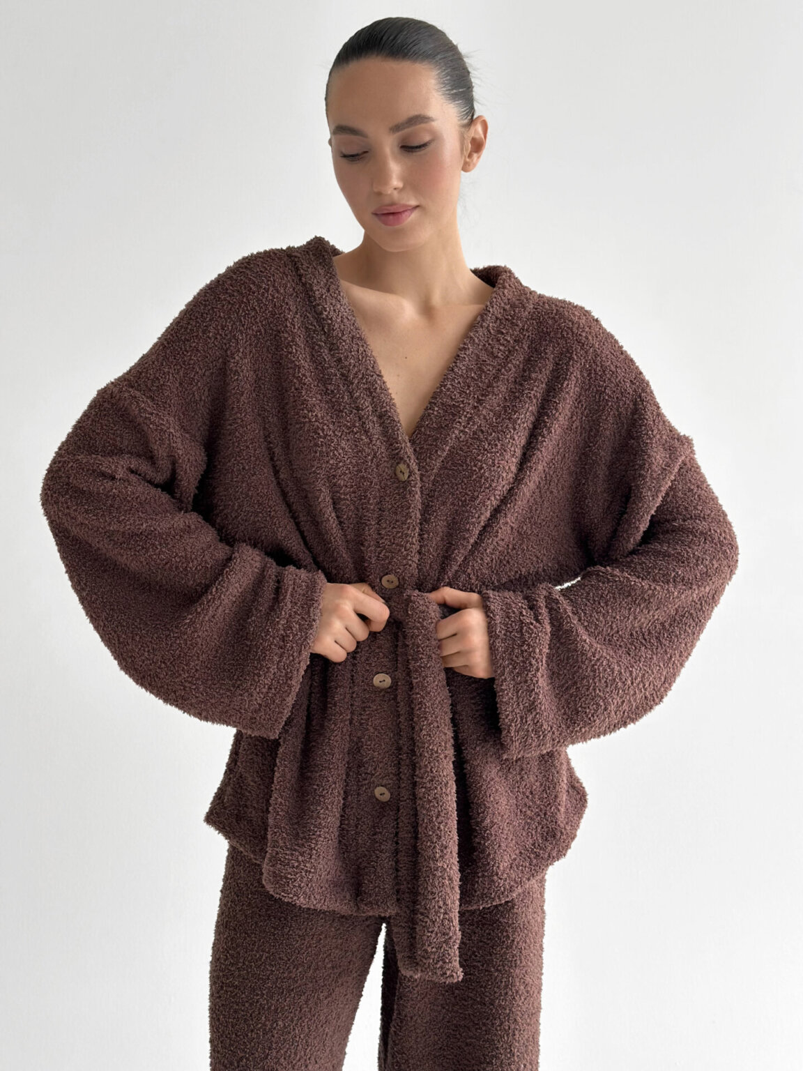 SOFT махра Кофта на гудзиках коричнева