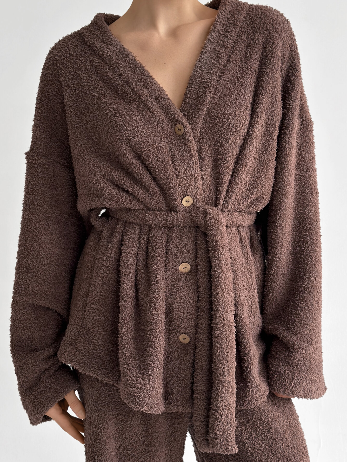 SOFT махра Кофта на гудзиках коричнева