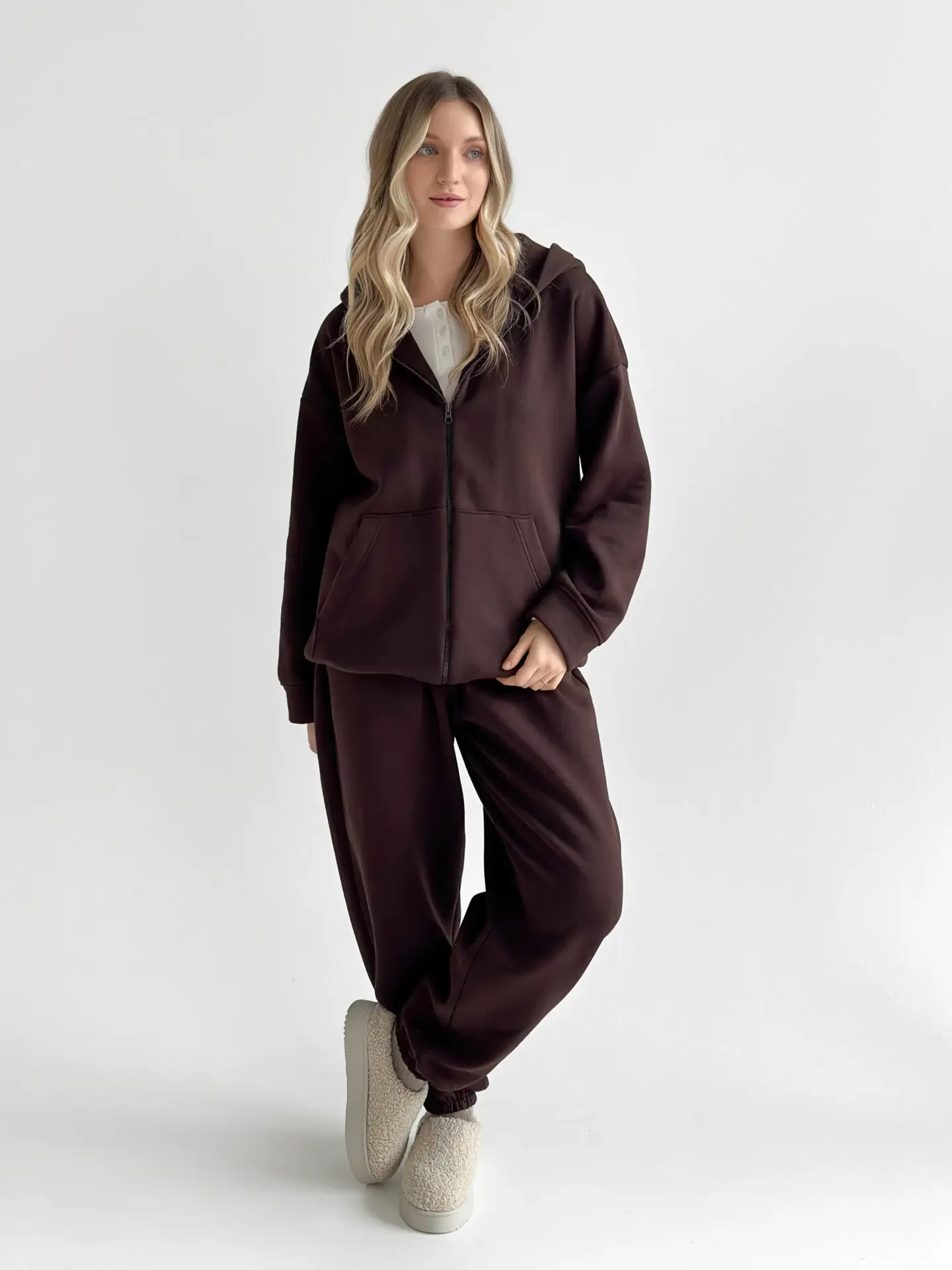 Костюм Кофта та Штани(рівні) 3-х нитка утепленний коричневий