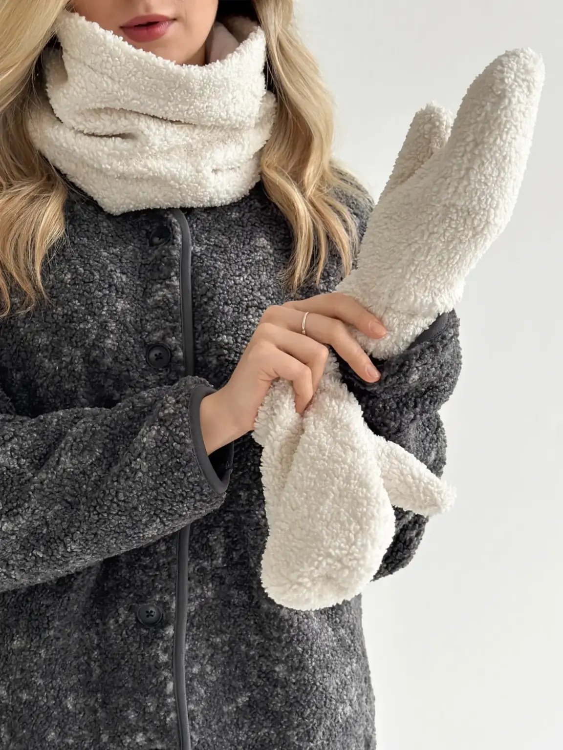Рукавиці Teddy білий колір
