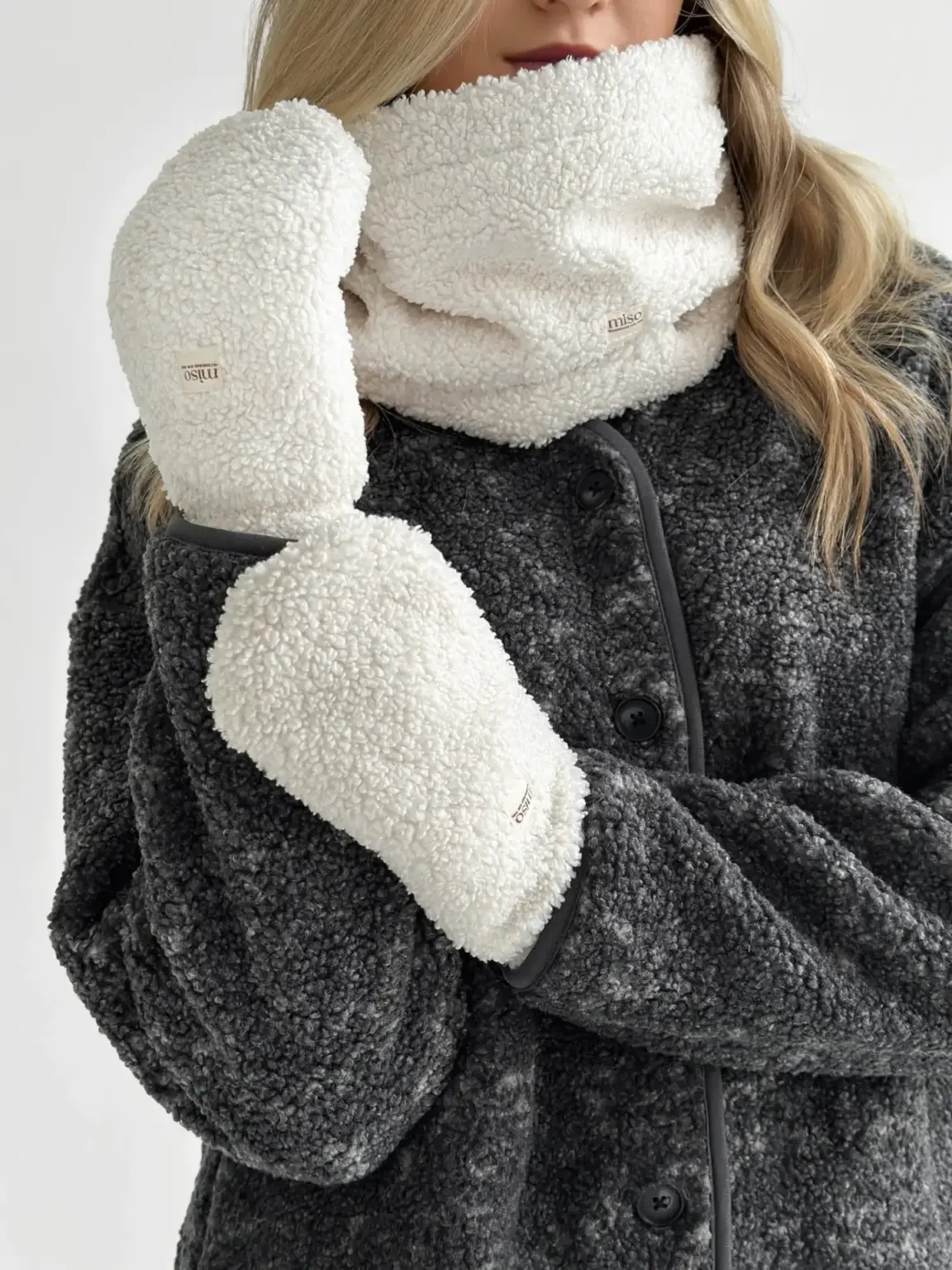 Рукавиці Teddy білий колір