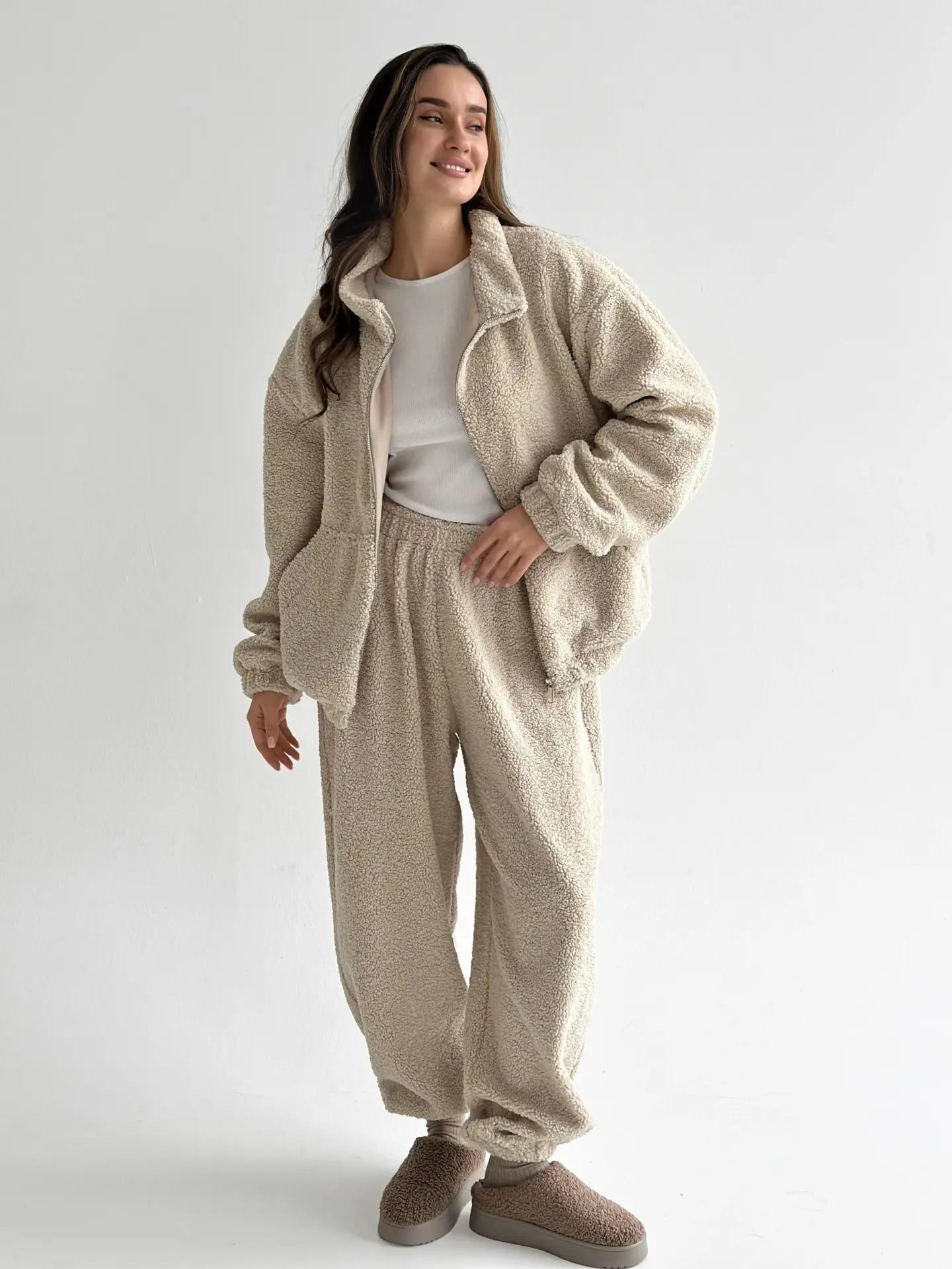 Костюм Тедді бомбер + штани бежевий (onesize)