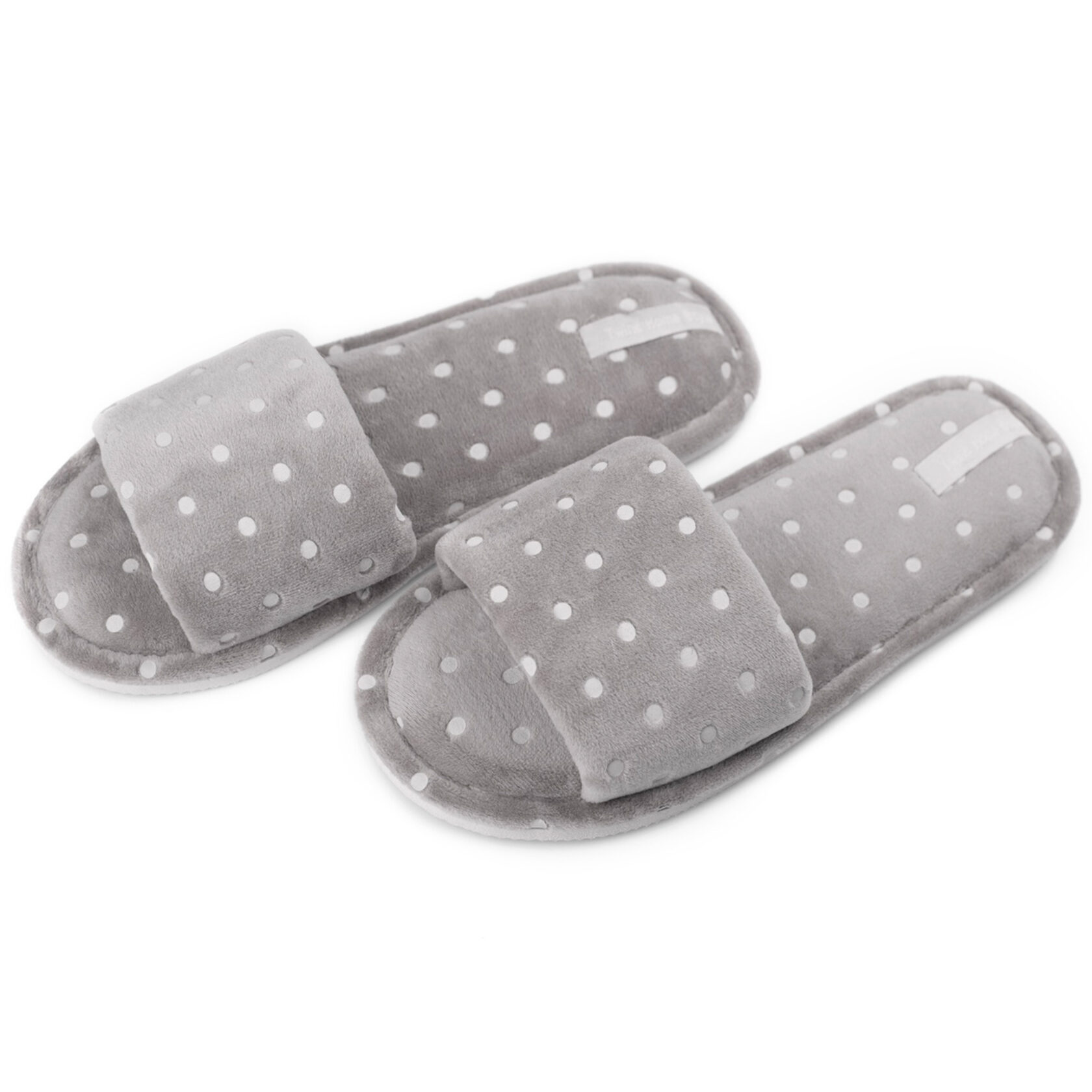 Капці домашні жіночі HS-VL велюрові в горох, сірі