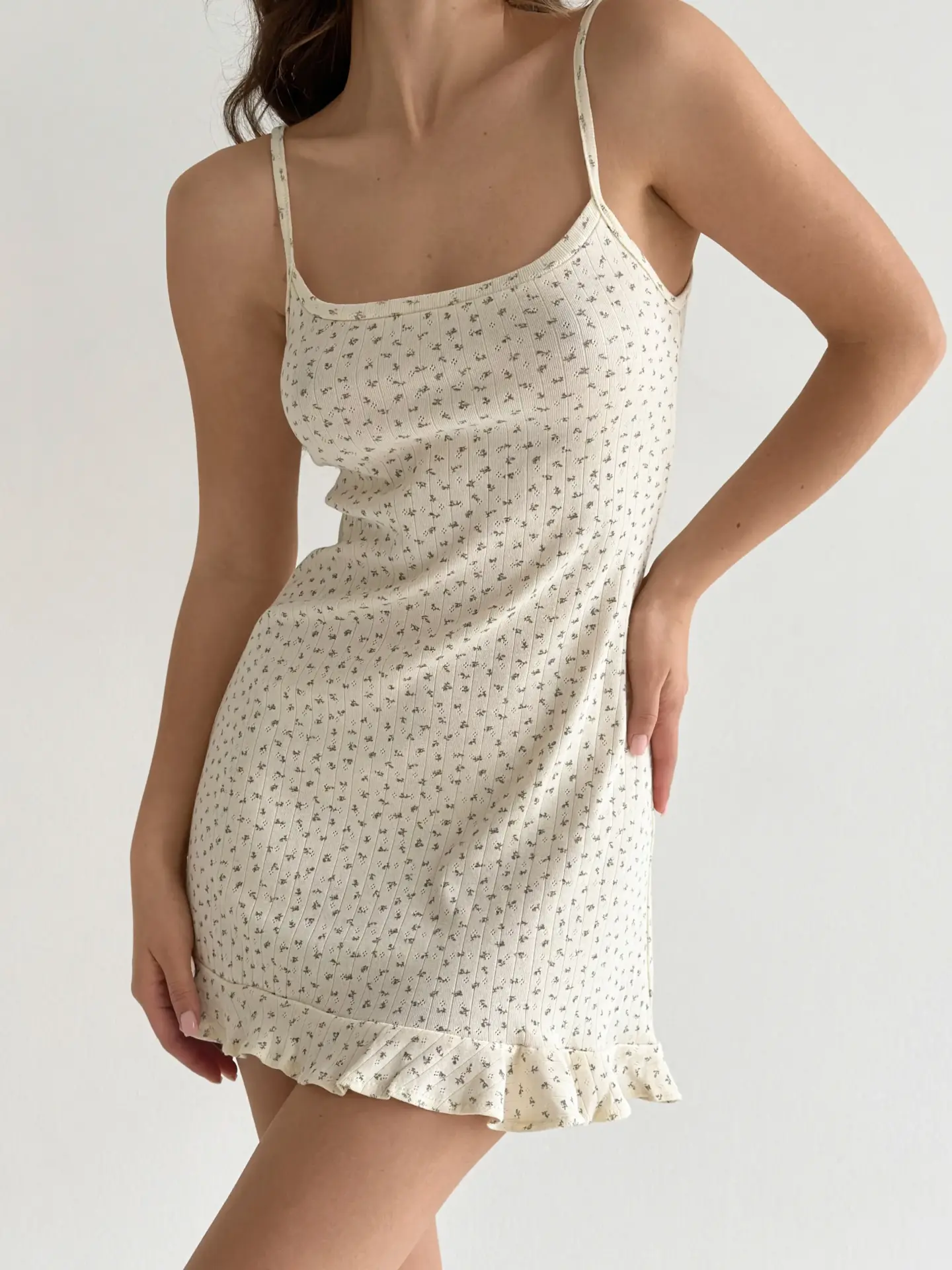 Рібана сукня для сну з оборками блакитна квітка