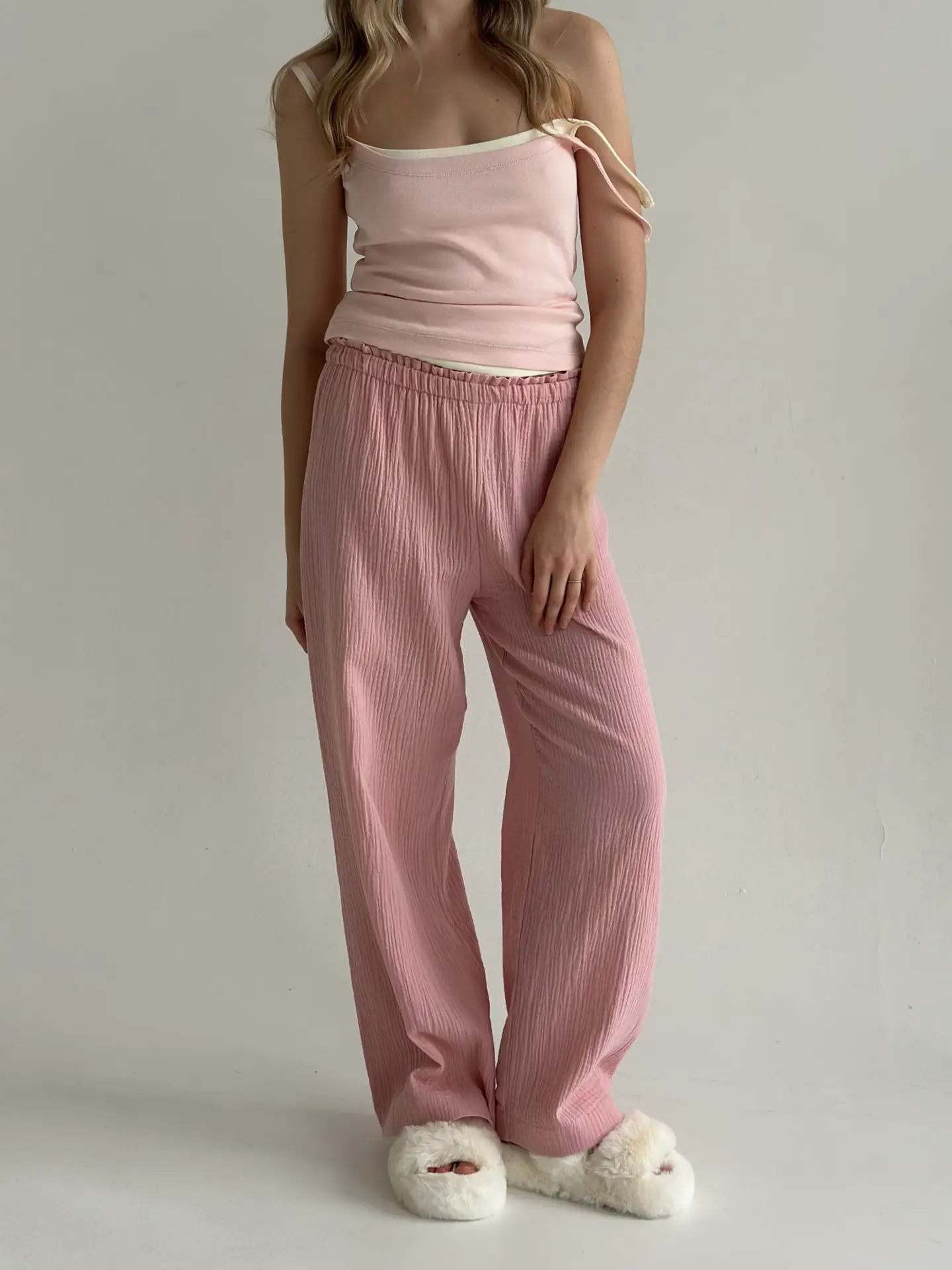 Муслін Штани Моно рожеві 2-х сл.