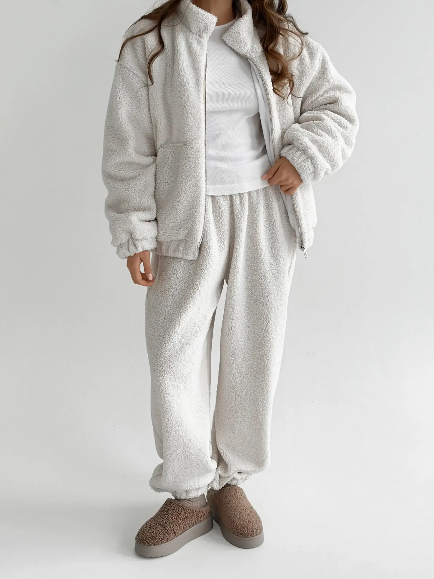 Костюм Тедді бомбер + штани білий (onesize)