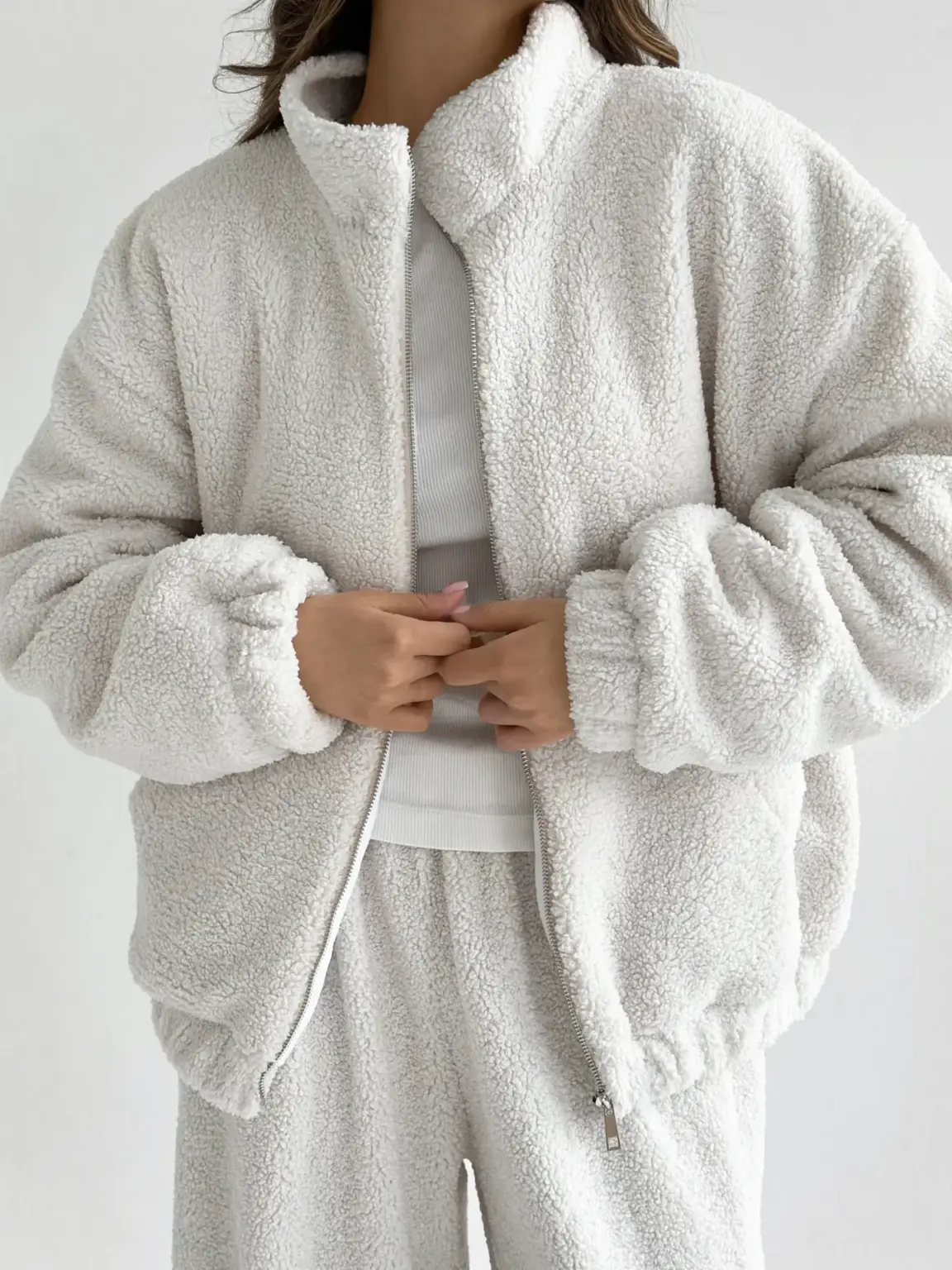 Костюм Тедді бомбер + штани білий (onesize)