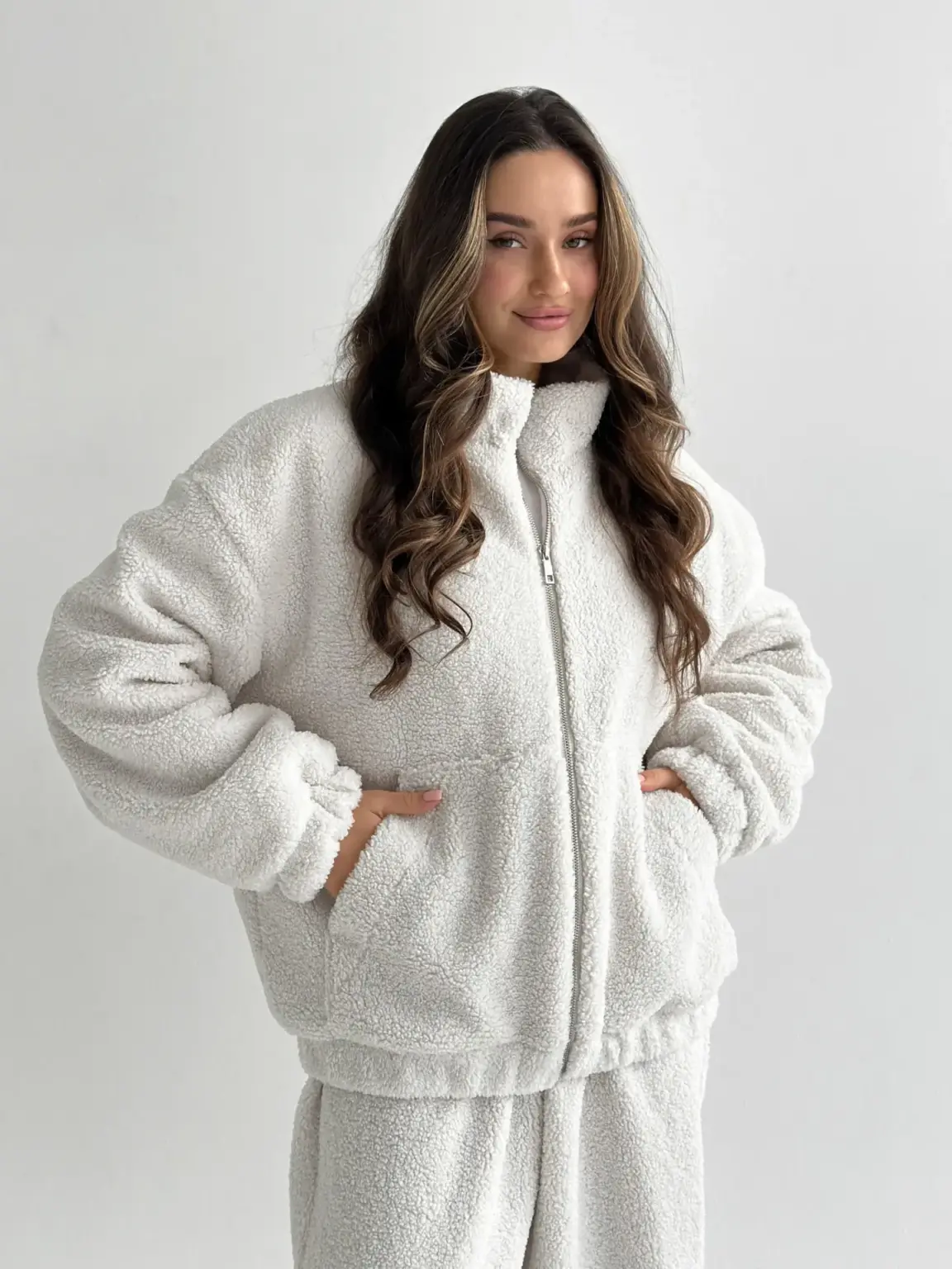 Костюм Тедді бомбер + штани білий (onesize)