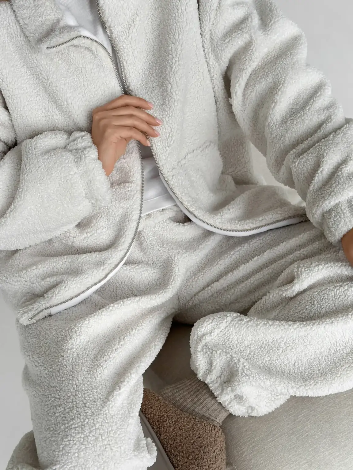 Костюм Тедді бомбер + штани білий (onesize)