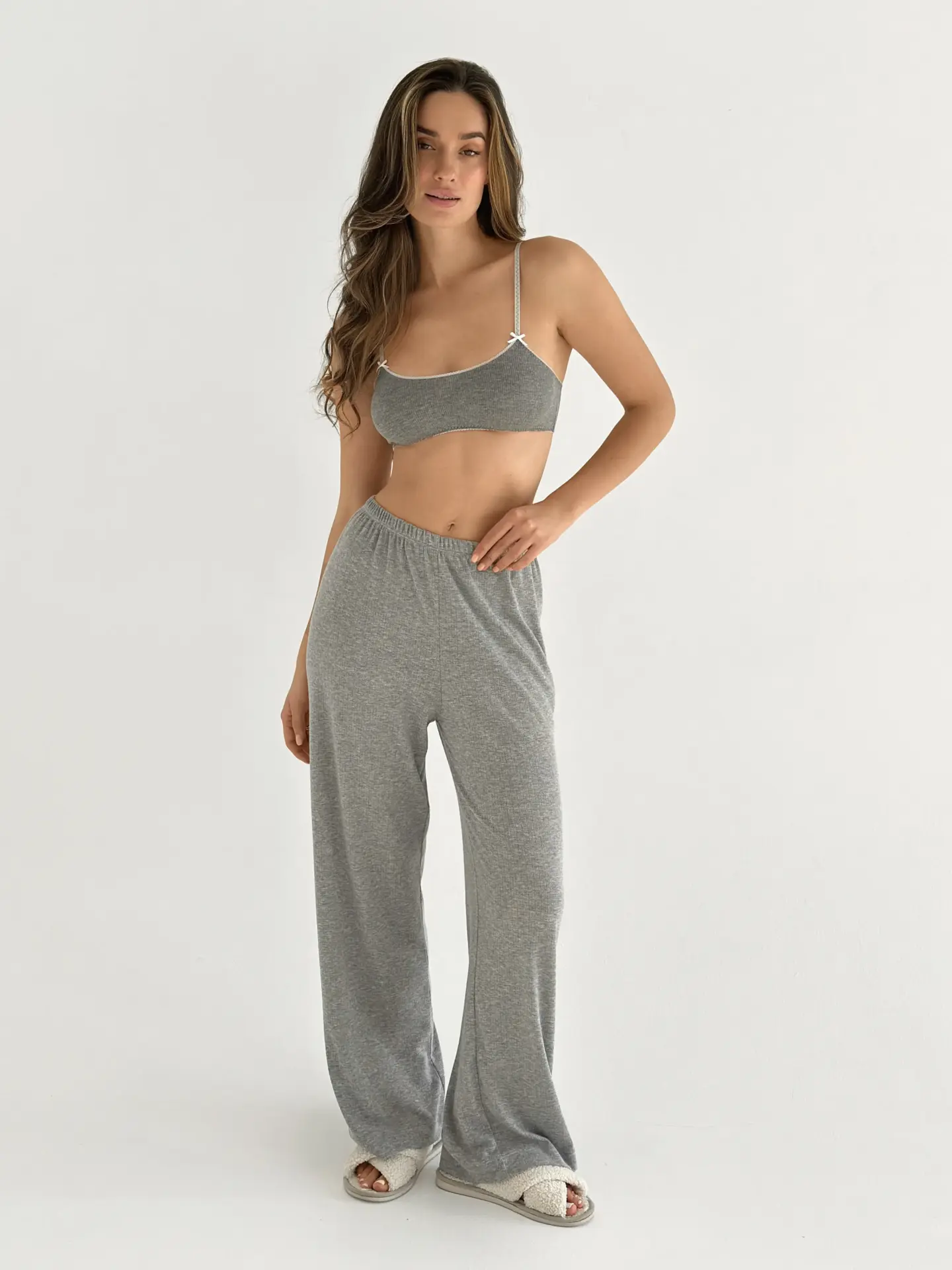 Рібана штани широкі антрацит