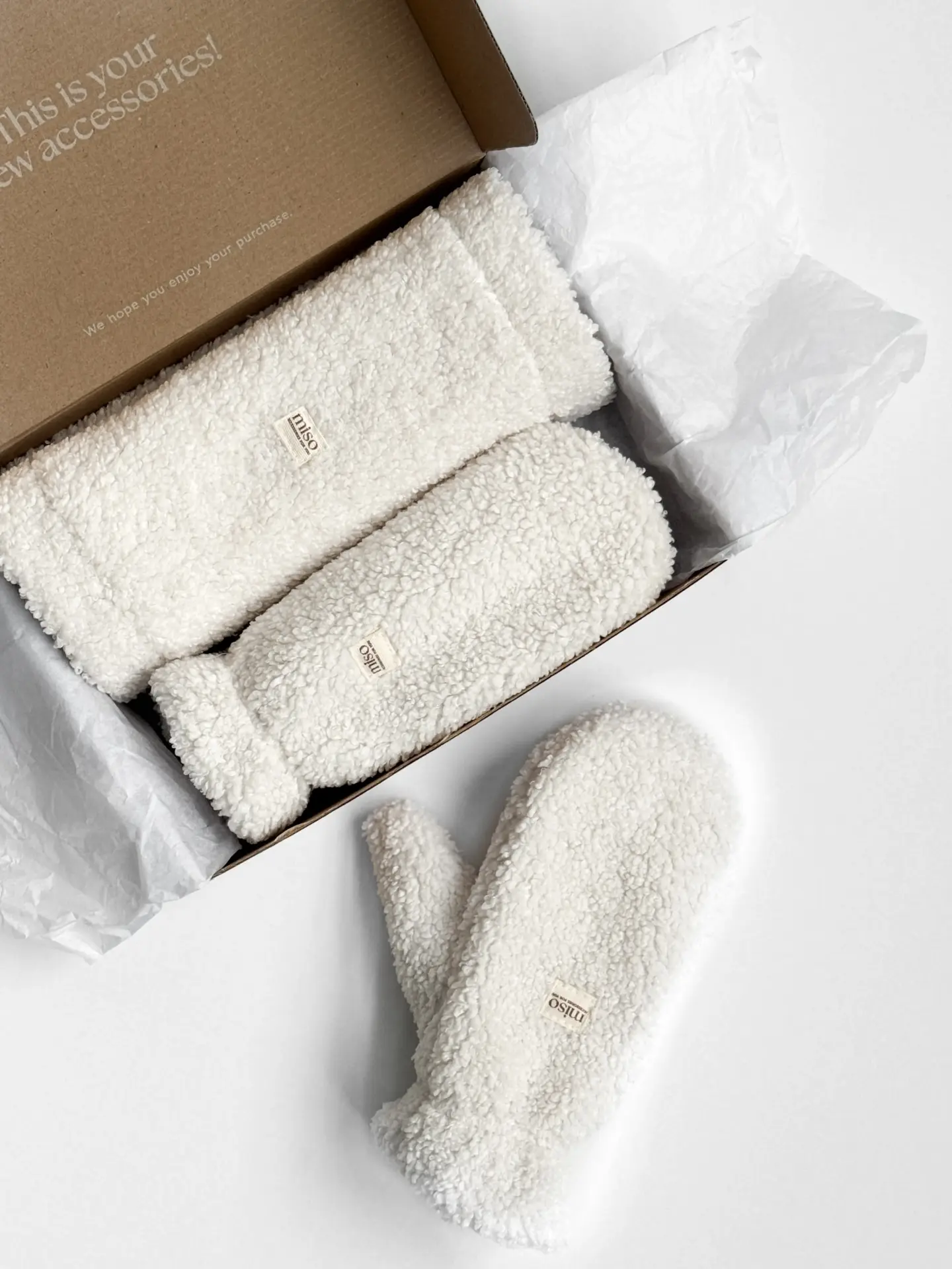 Набір Teddy білий колір (хомут та рукавиці)