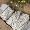 Корал велюр Костюм штани та кофта на запах шаль синя квітка