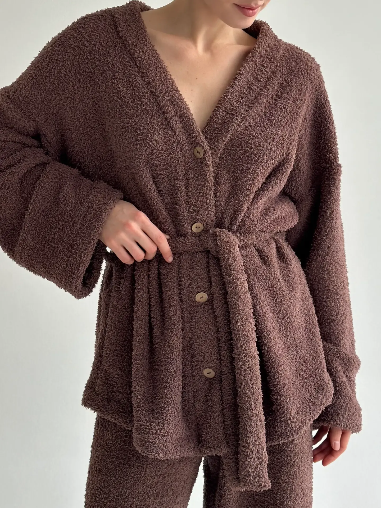 SOFT махра Кофта на гудзиках коричнева