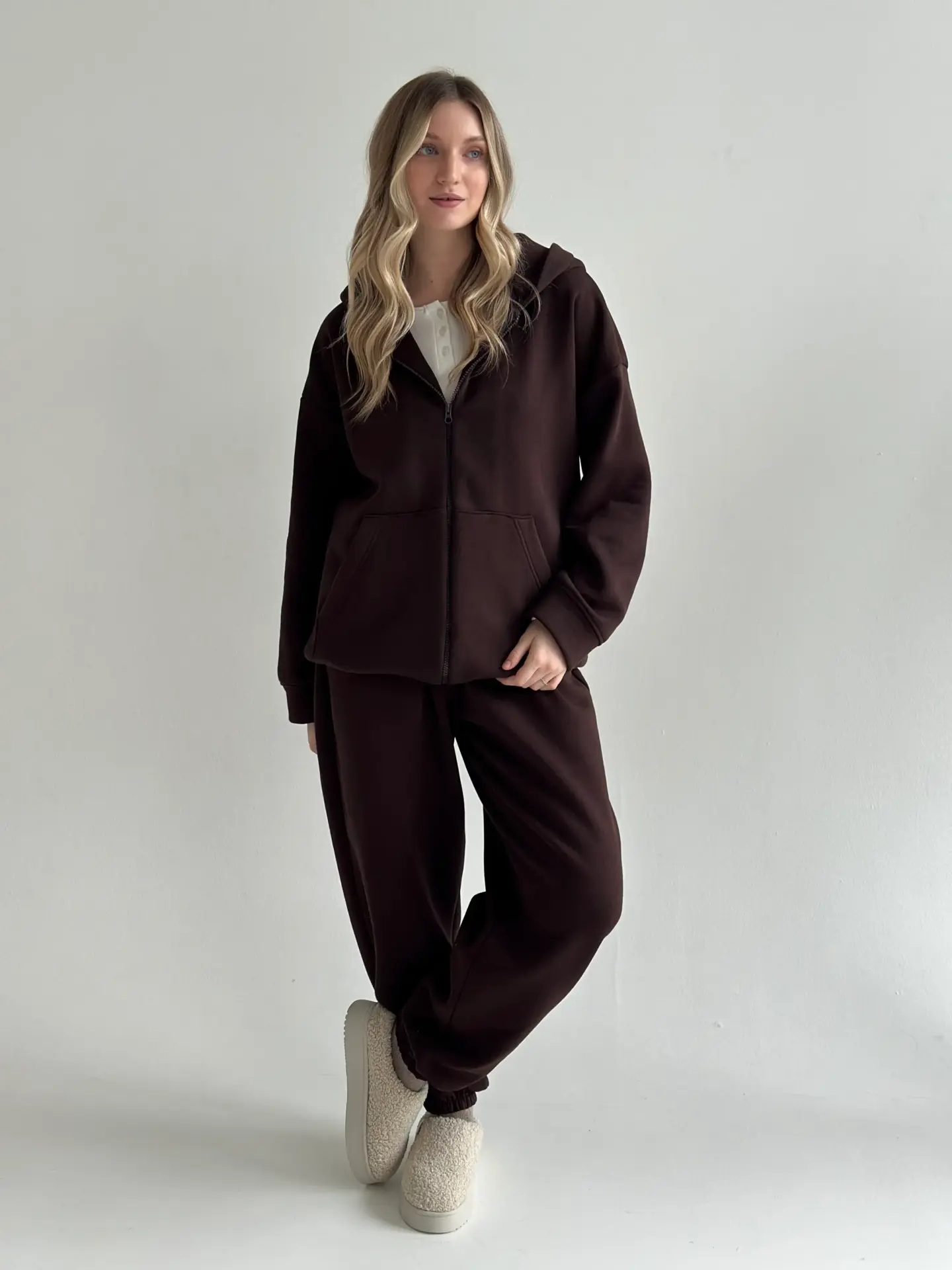 Костюм Кофта та Штани(рівні) 3-х нитка утепленний коричневий