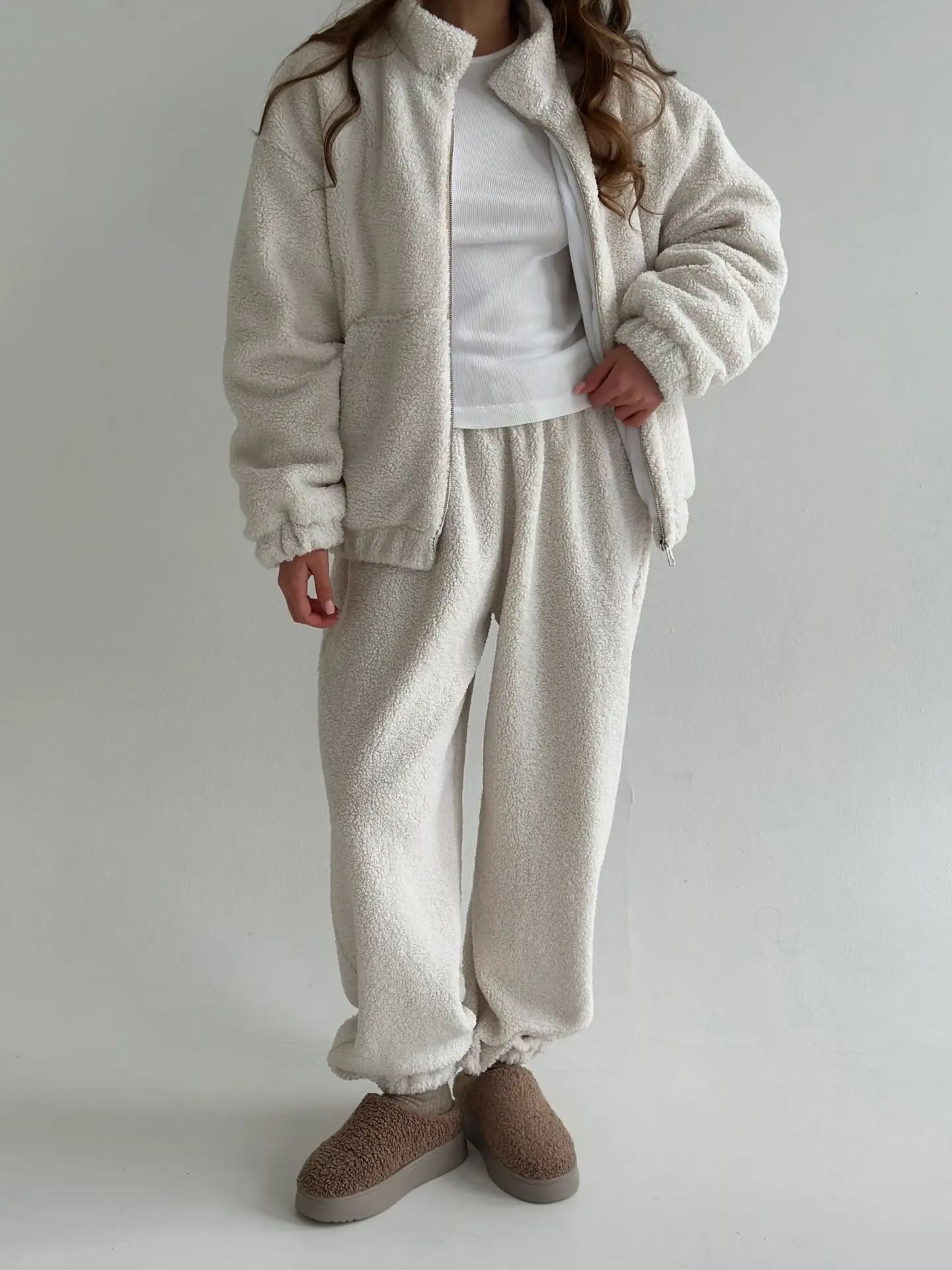 Костюм Тедді бомбер + штани білий (onesize)