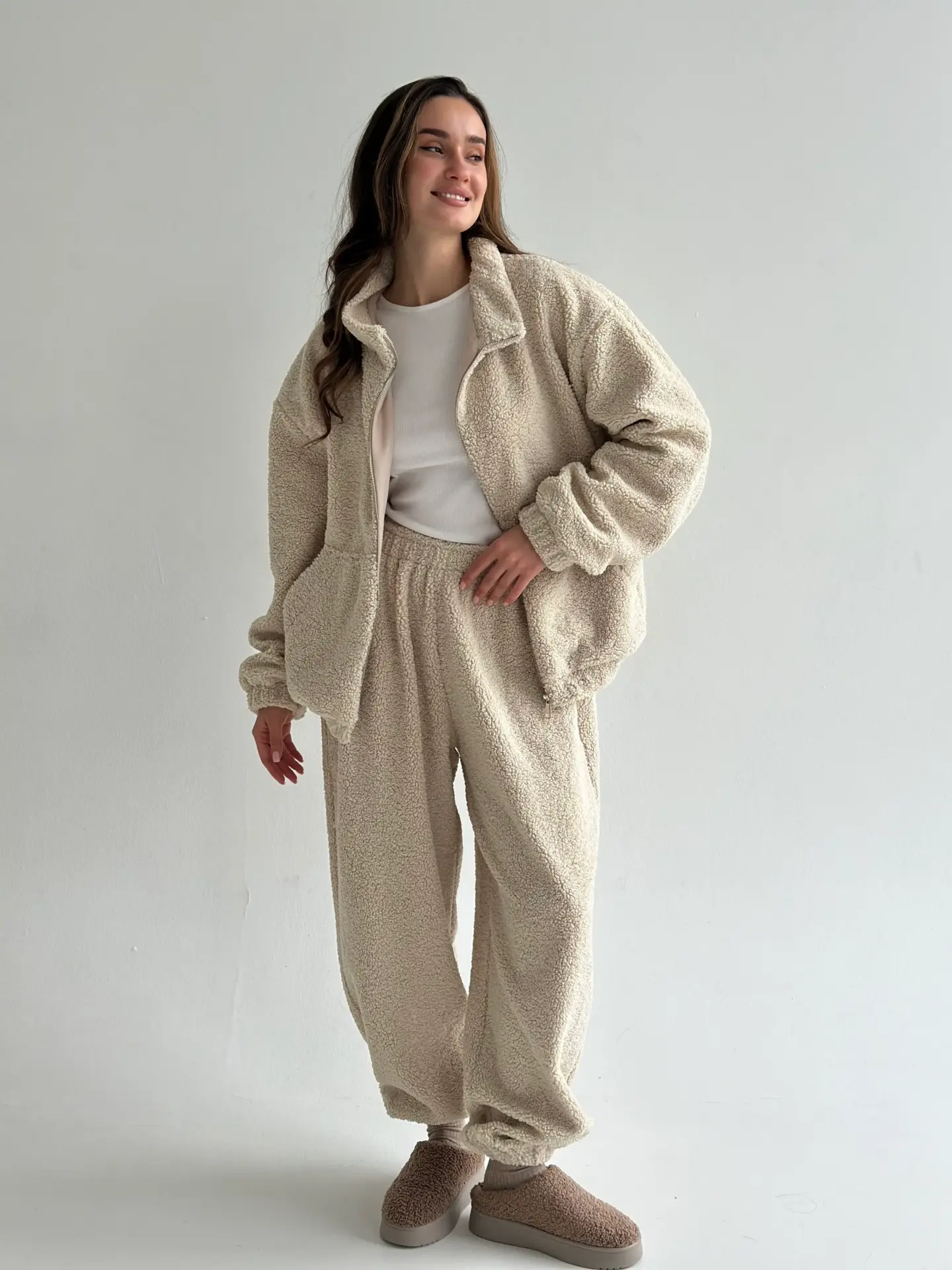 Костюм Тедді бомбер + штани бежевий (onesize)