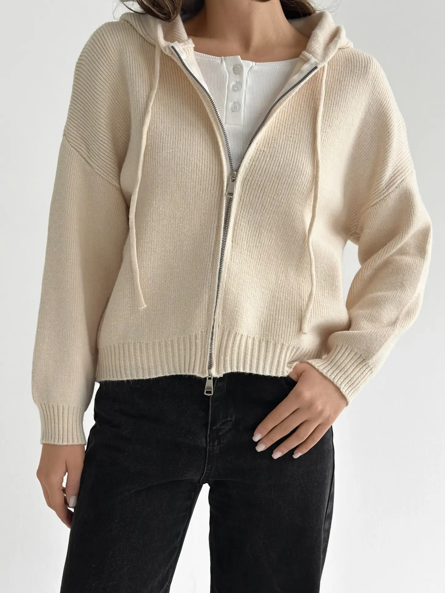 Кардиган на блискавці молочний “onesize”