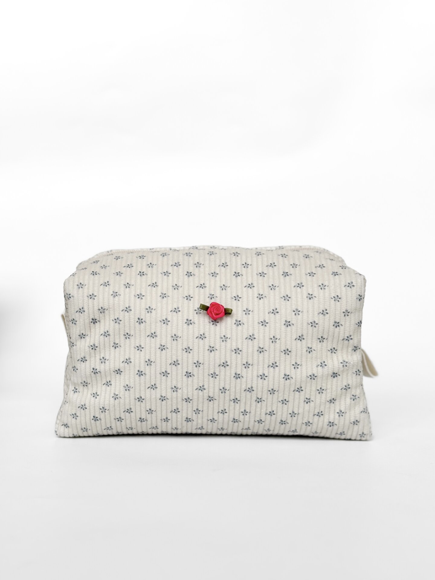 Косметичка вельвет маленький квадрат сині квіти