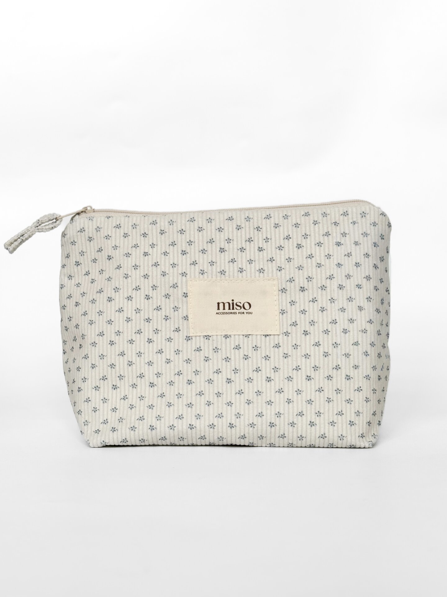 Косметичка вельвет середній ТРИКУТНИК сині квіти