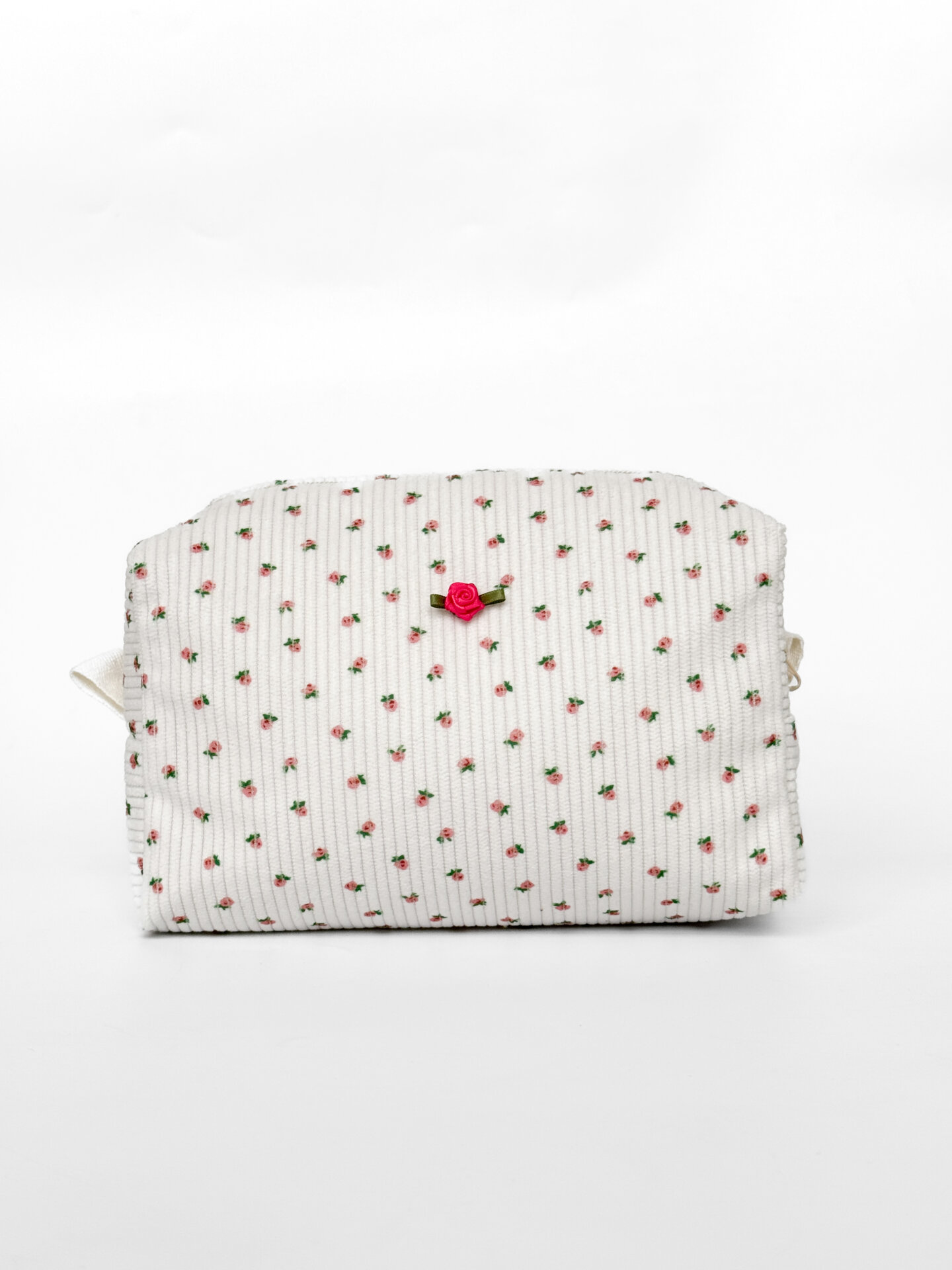 Косметичка вельвет маленький квадрат червоні квіти