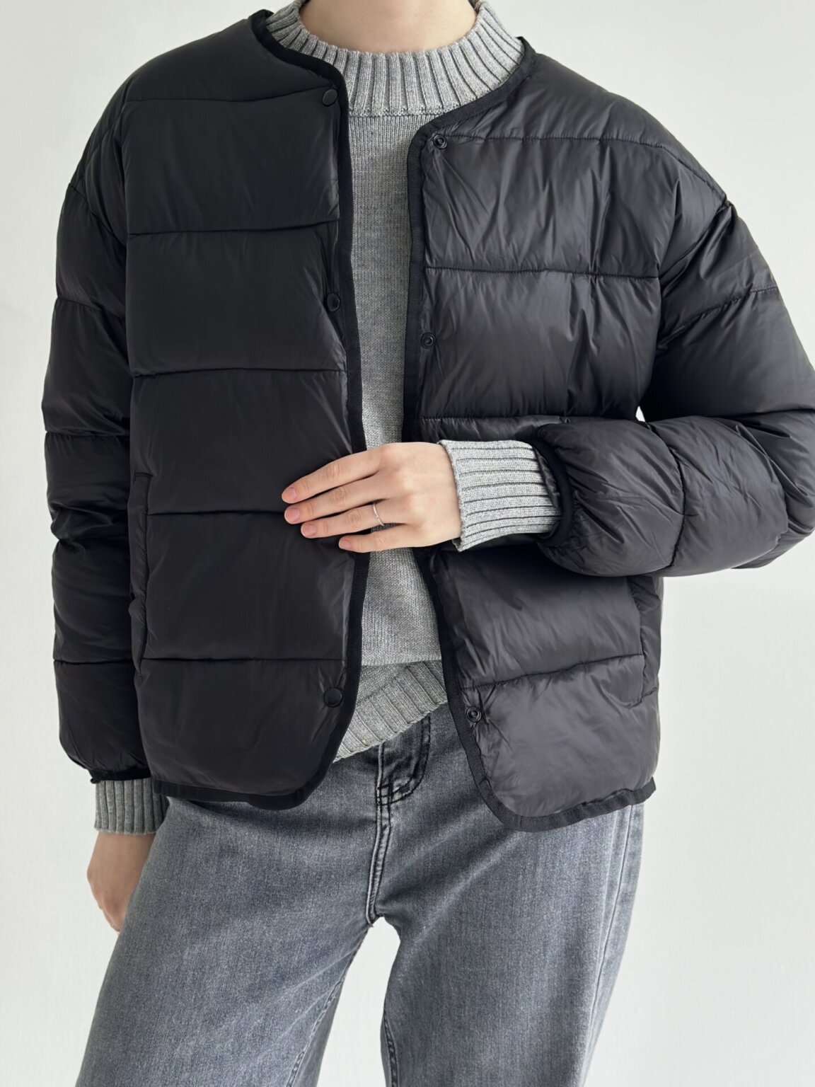 Куртка стьобана дута чорна "onesize"