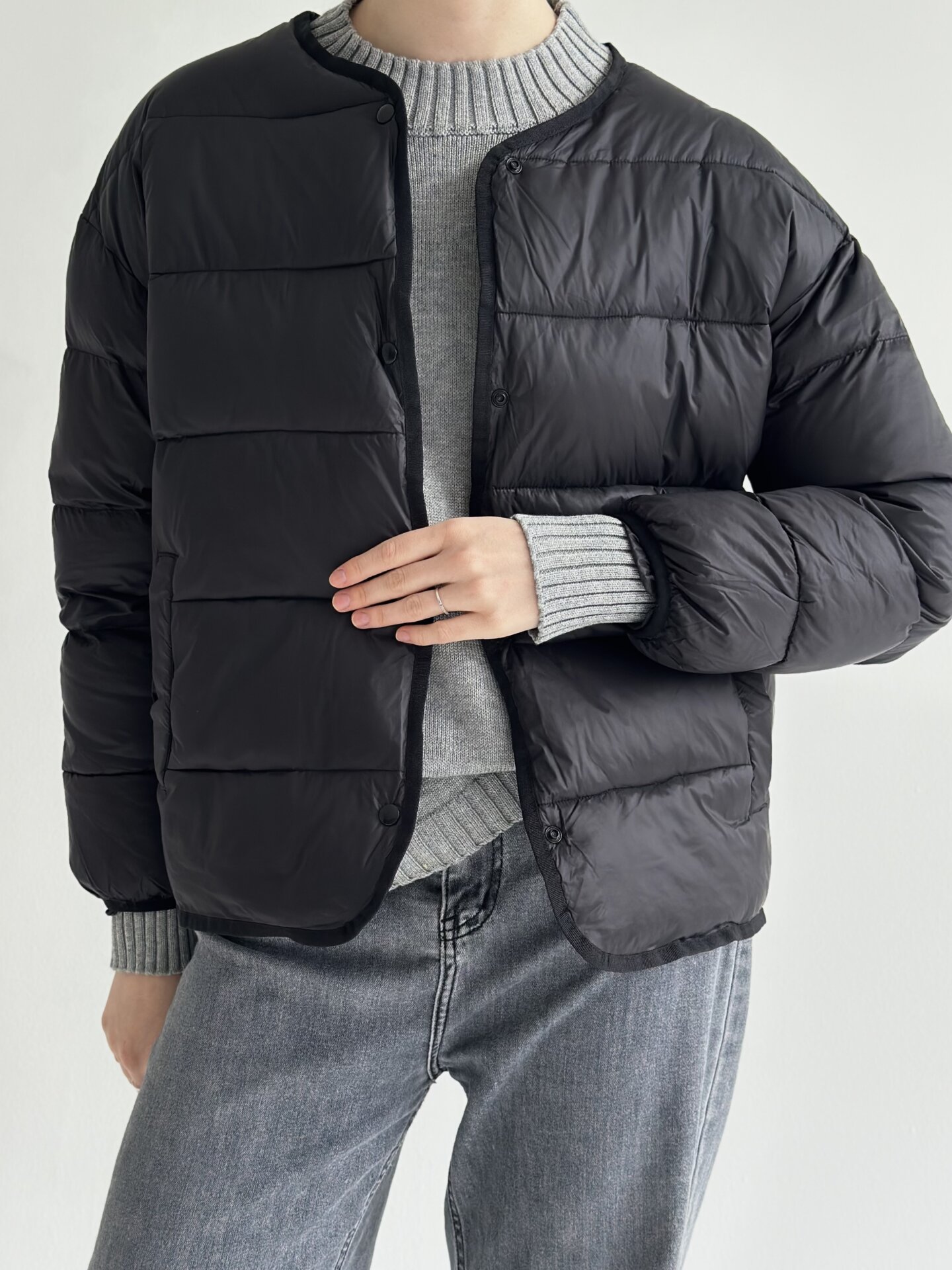 Куртка стьобана дута чорна “onesize”