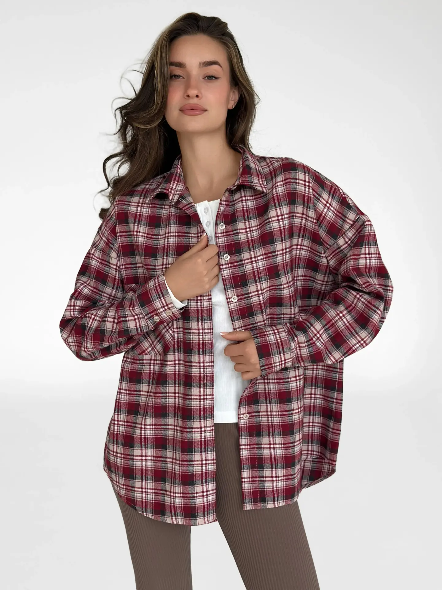 Фланель Сорочка бордова “дрібна молочно-чорна клітинка”