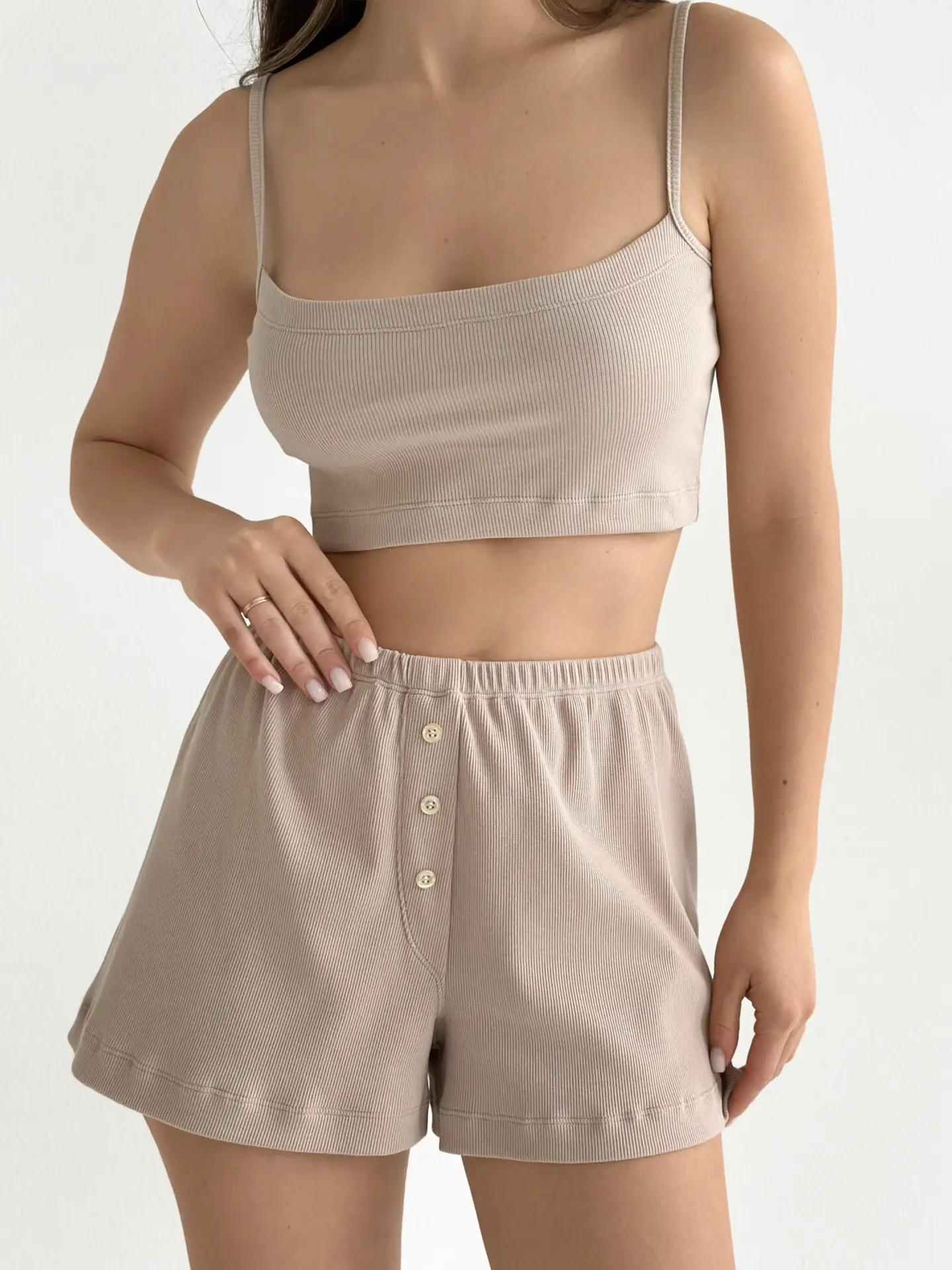 Трикотаж рубчик Топ бежевий