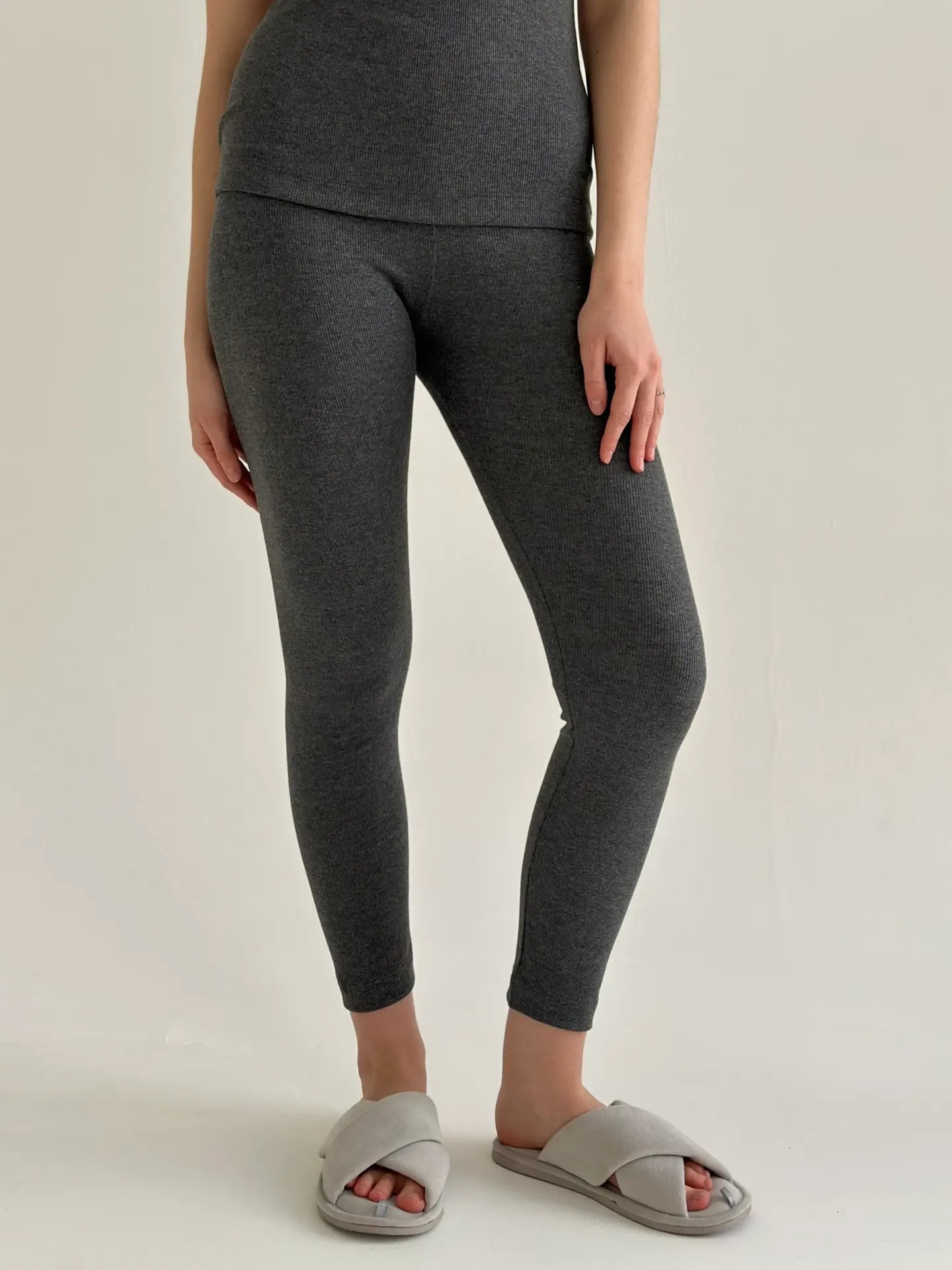 Трикотаж рубчик Лосини антрацит