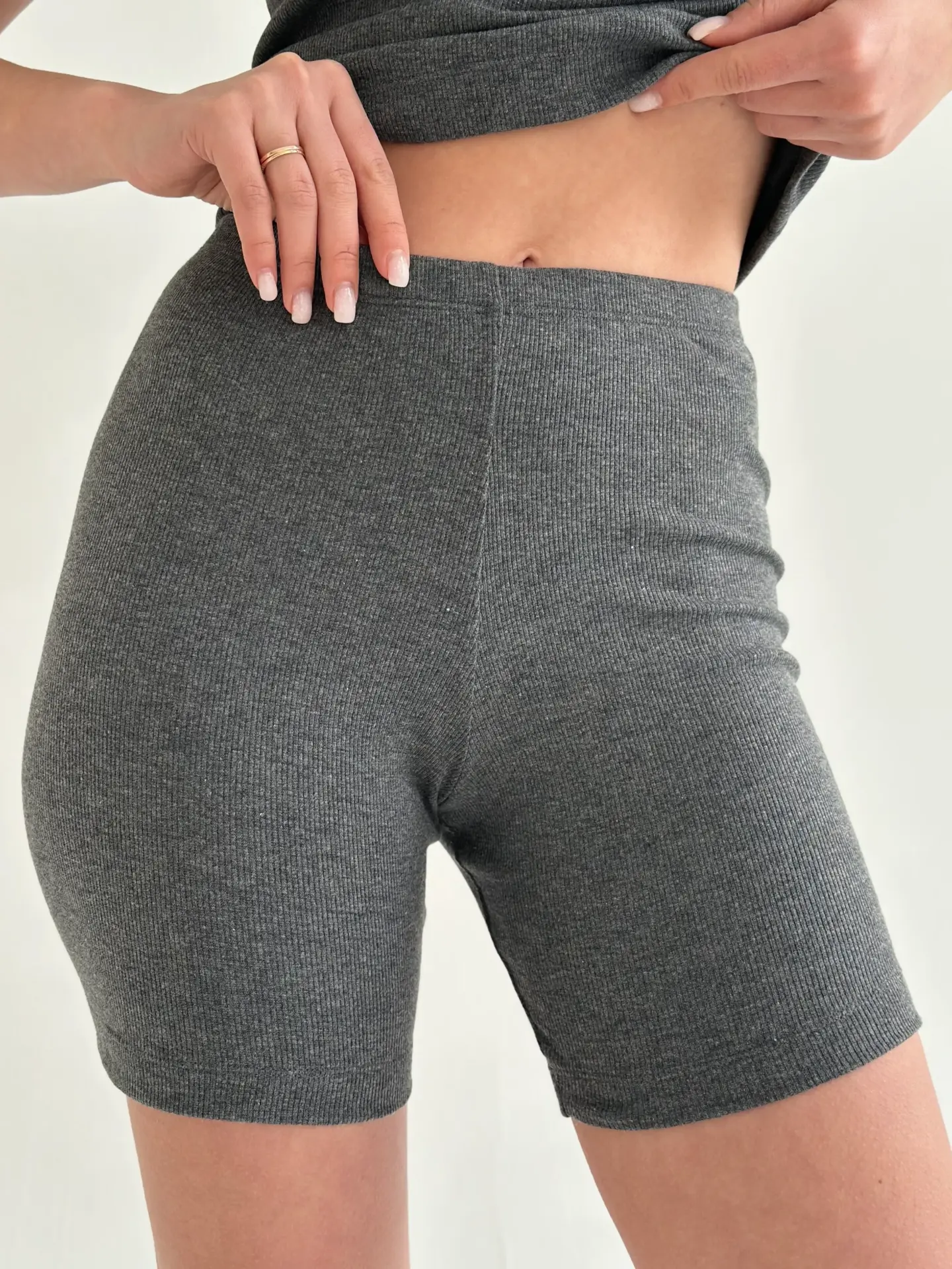 Трикотаж рубчик Велотреки антрацит