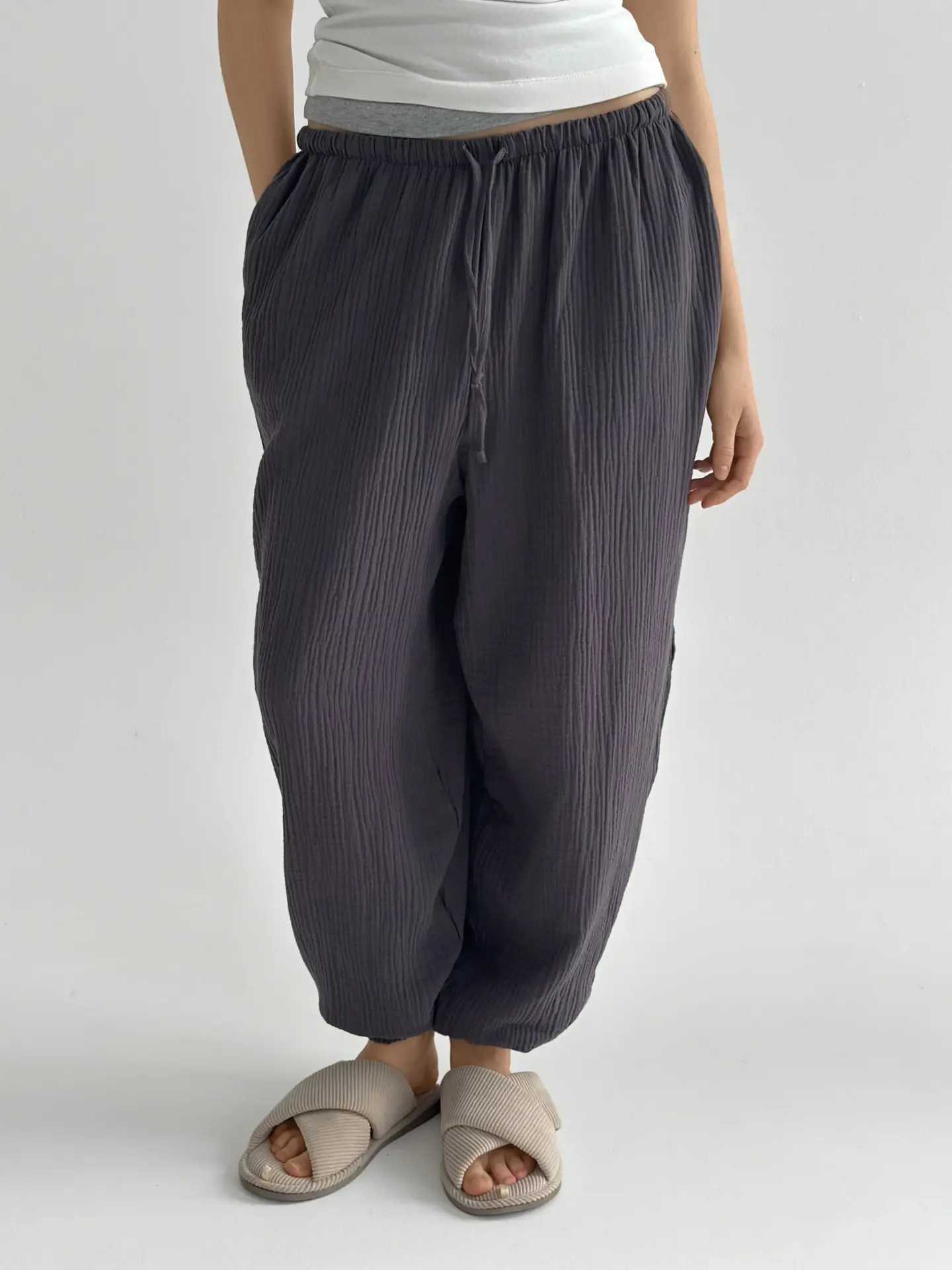 Муслін Штани Шаровари графіт 2-х сл.